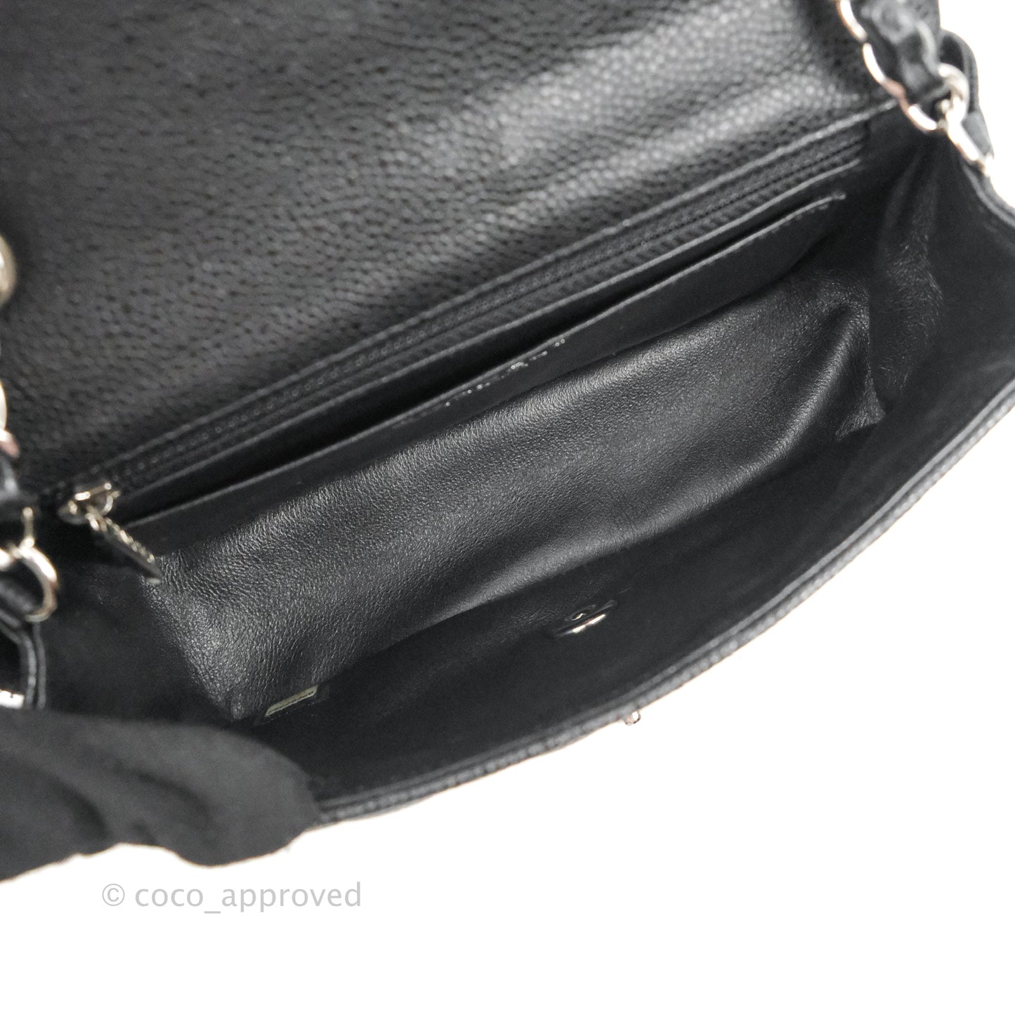 Chanel Quilted Mini Rectangular Black Caviar Silver Hardware