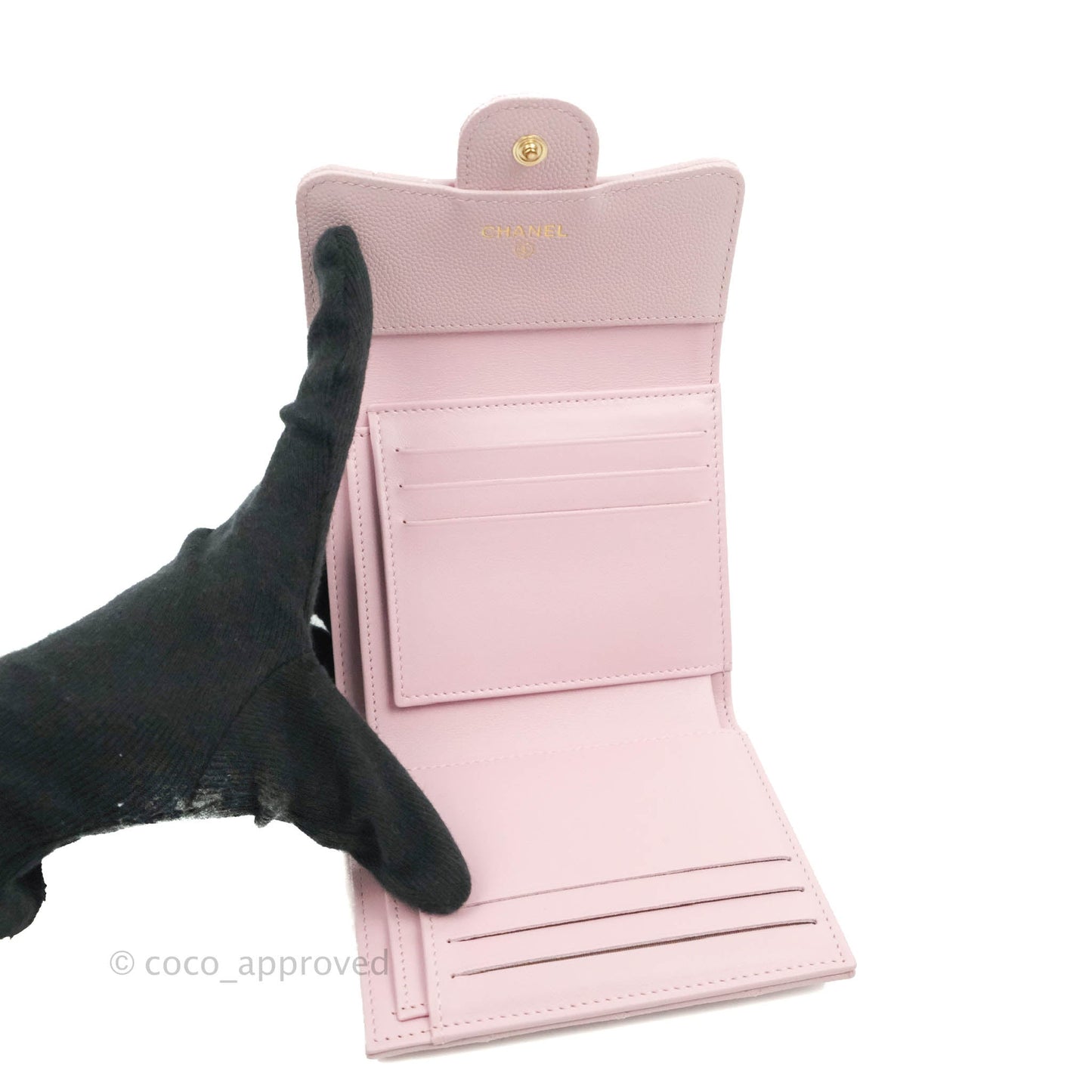 Chanel Classic Flap Wallet Pink Caviar Gold Hardware 21S