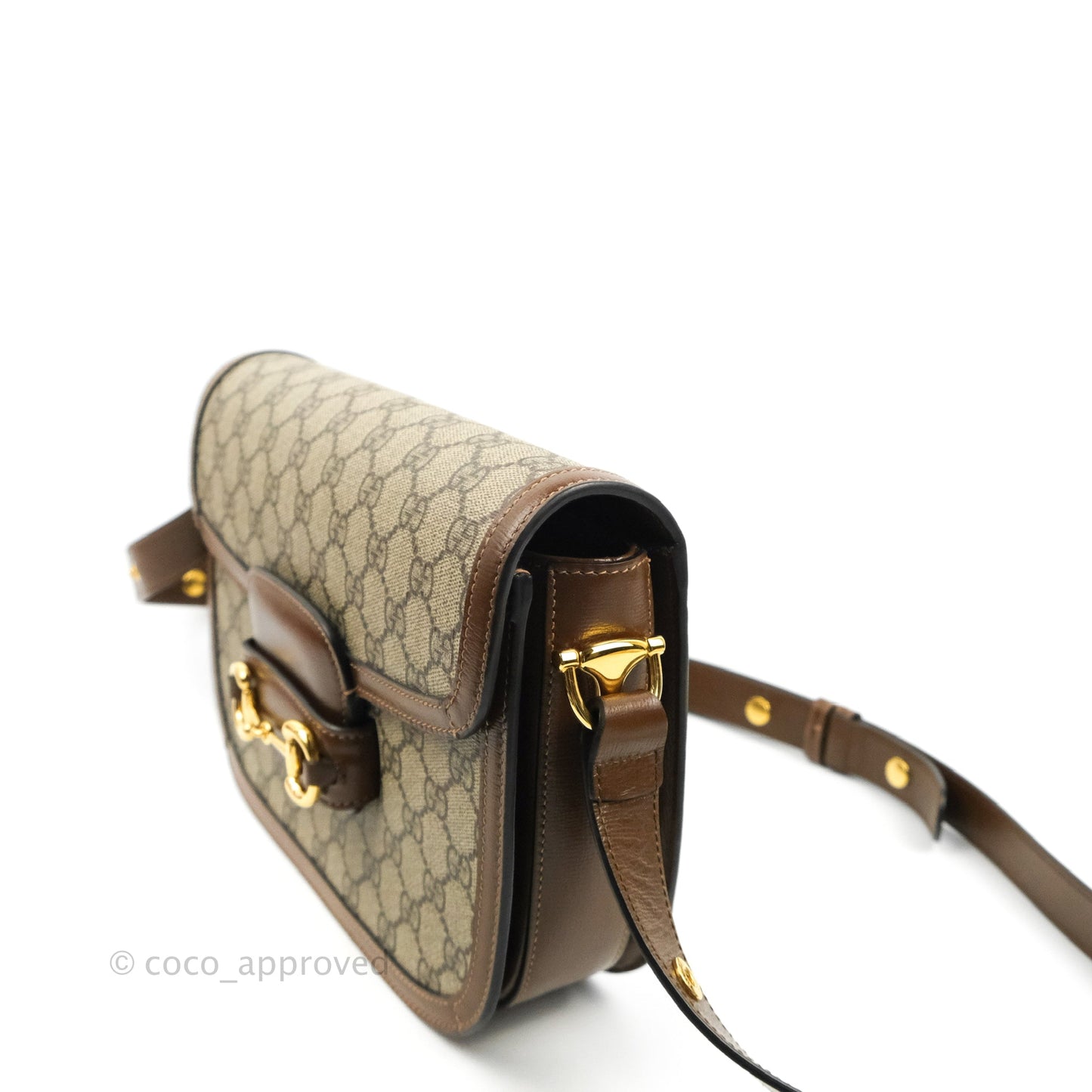 Gucci Horsebit 1955 GG Supreme Canvas Brown Shoulder Bag Gold Hardware