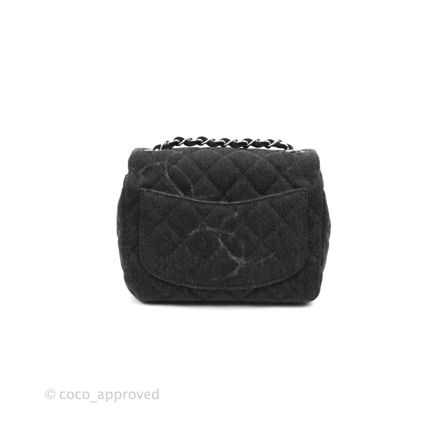 Chanel Quilted Mini Square Black Denim Silver Hardware