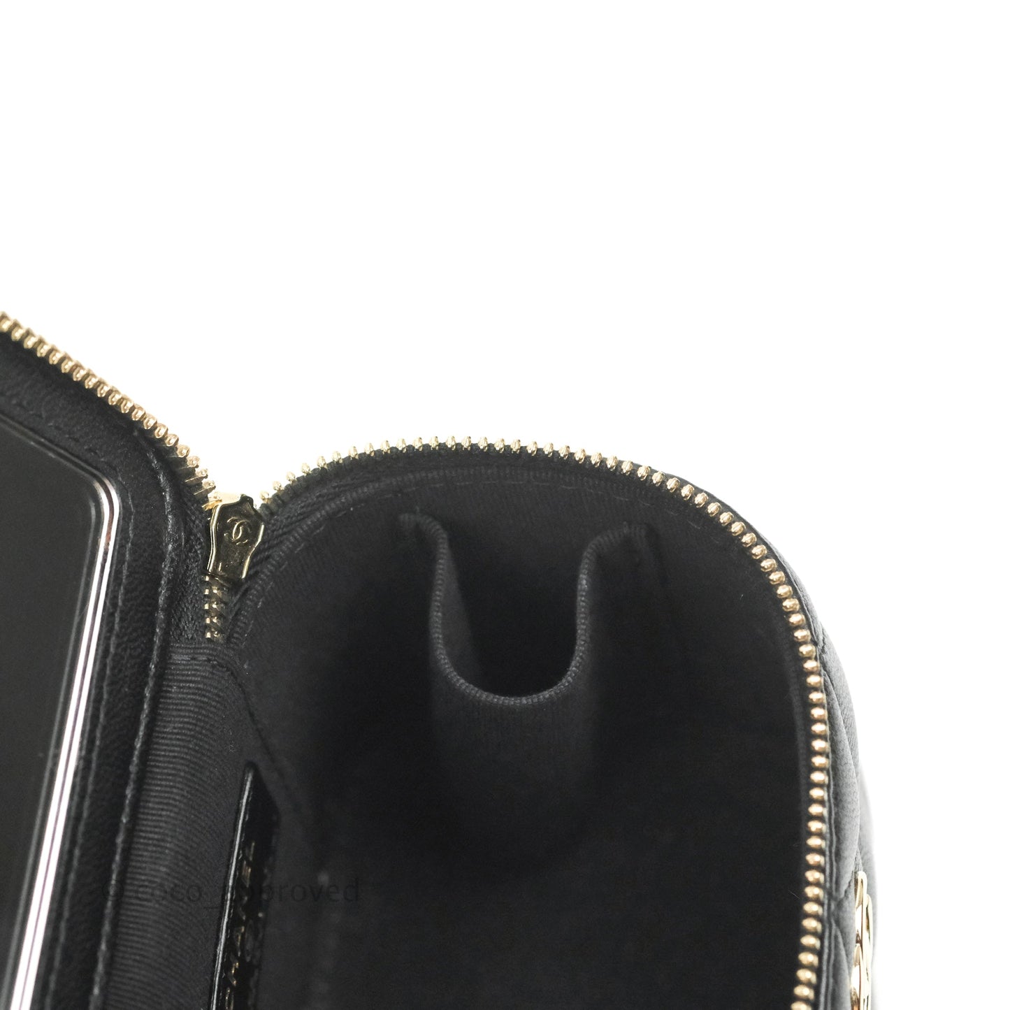 Chanel Mini Top Handle Vanity With Chain Black Lambskin Gold Hardware