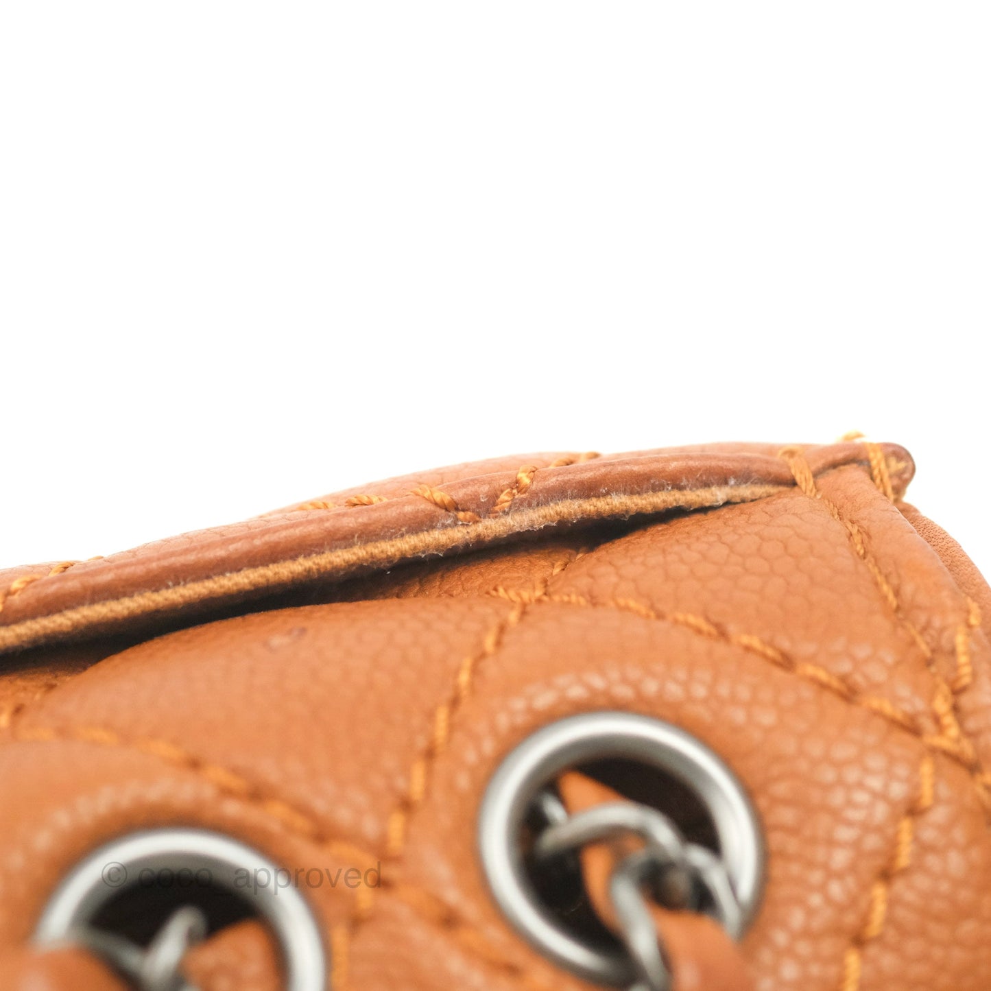Chanel Flap Bag Quilted Caramel Brown Caviar Ruthenium Hardware