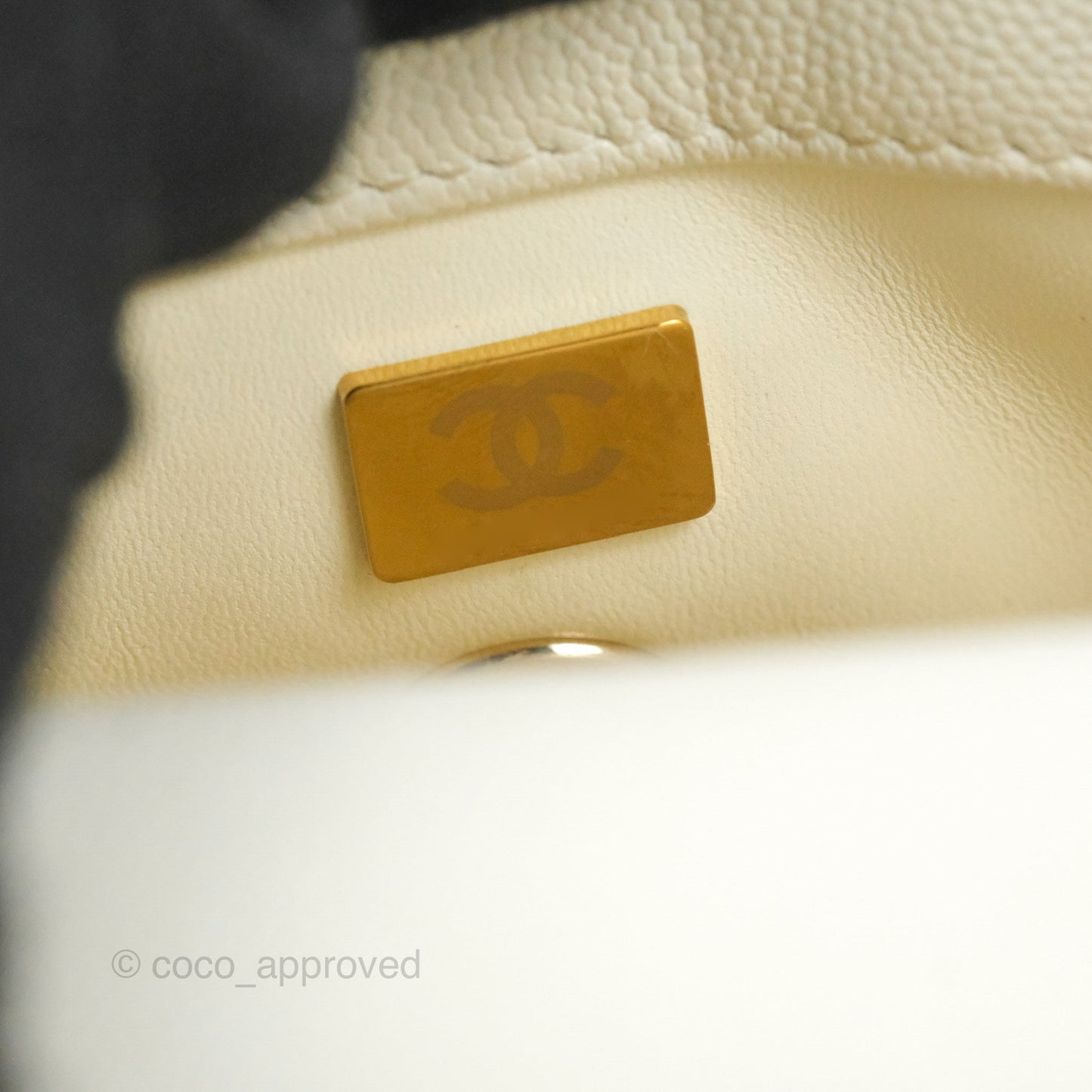 Chanel Mini Coco Handle Quilted Ivory Caviar Gold Hardware