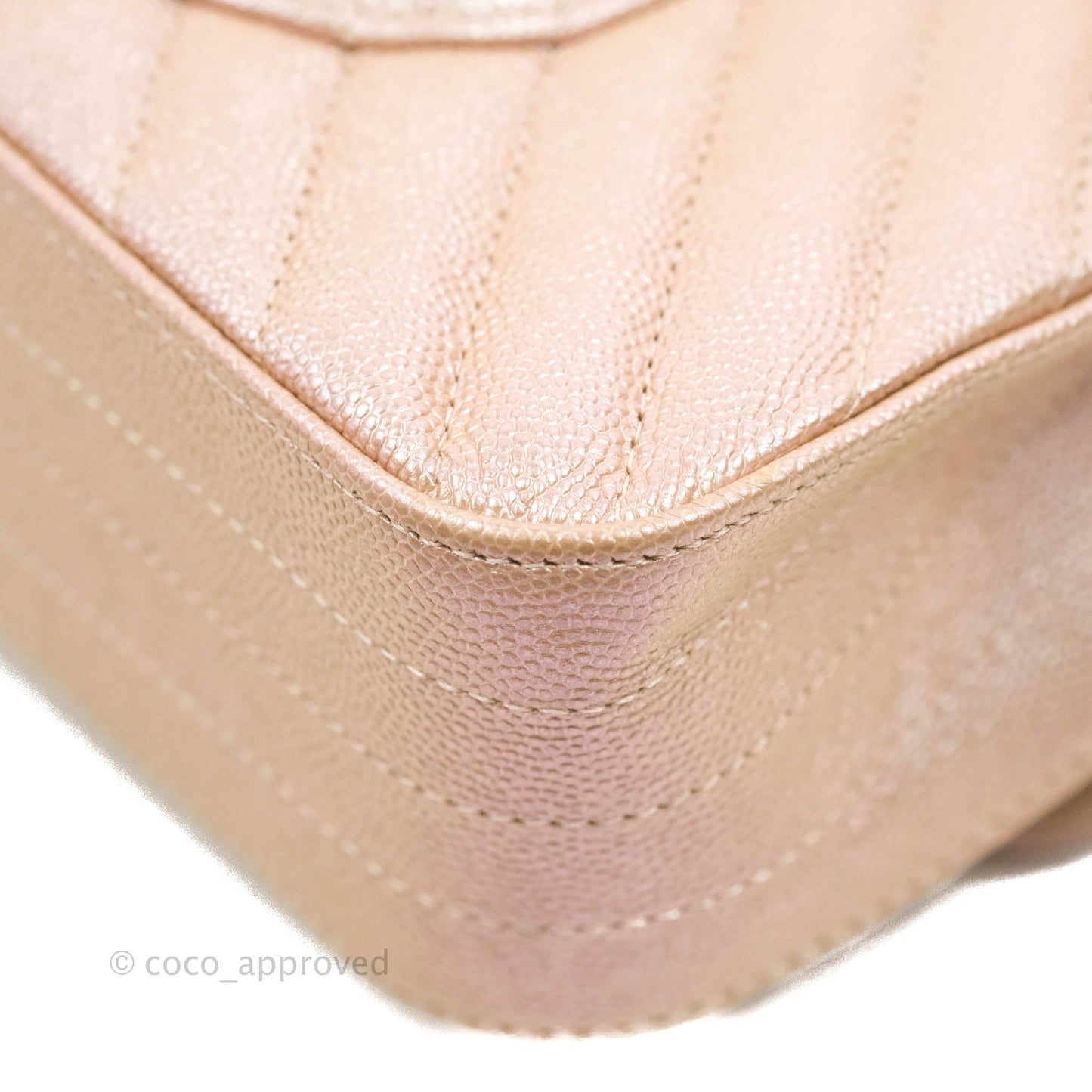 Chanel Classic M/L Medium Double Flap Iridescent Rose Gold Pink Caviar Silver Hardware 17B