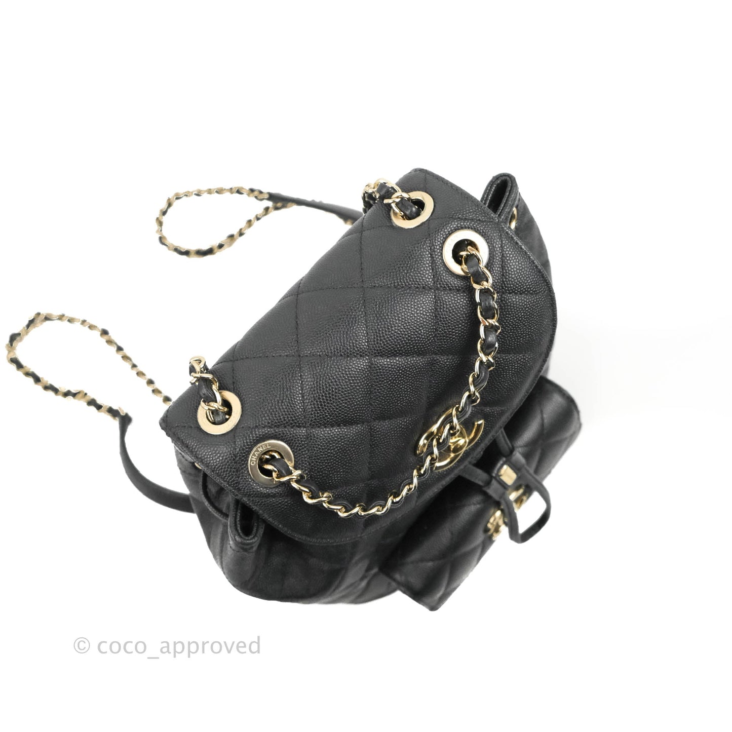 Chanel Quilted Black Caviar Duma Backpack Bag Gold Hardware