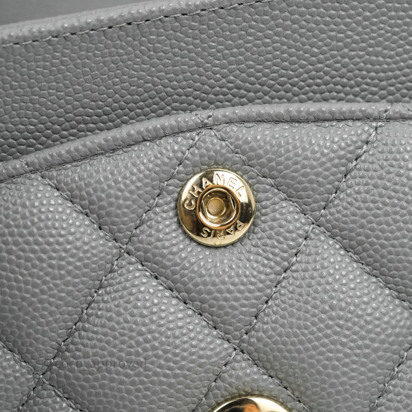 Chanel Small Classic Quilted Flap Grey Caviar Gold Hardware 20C