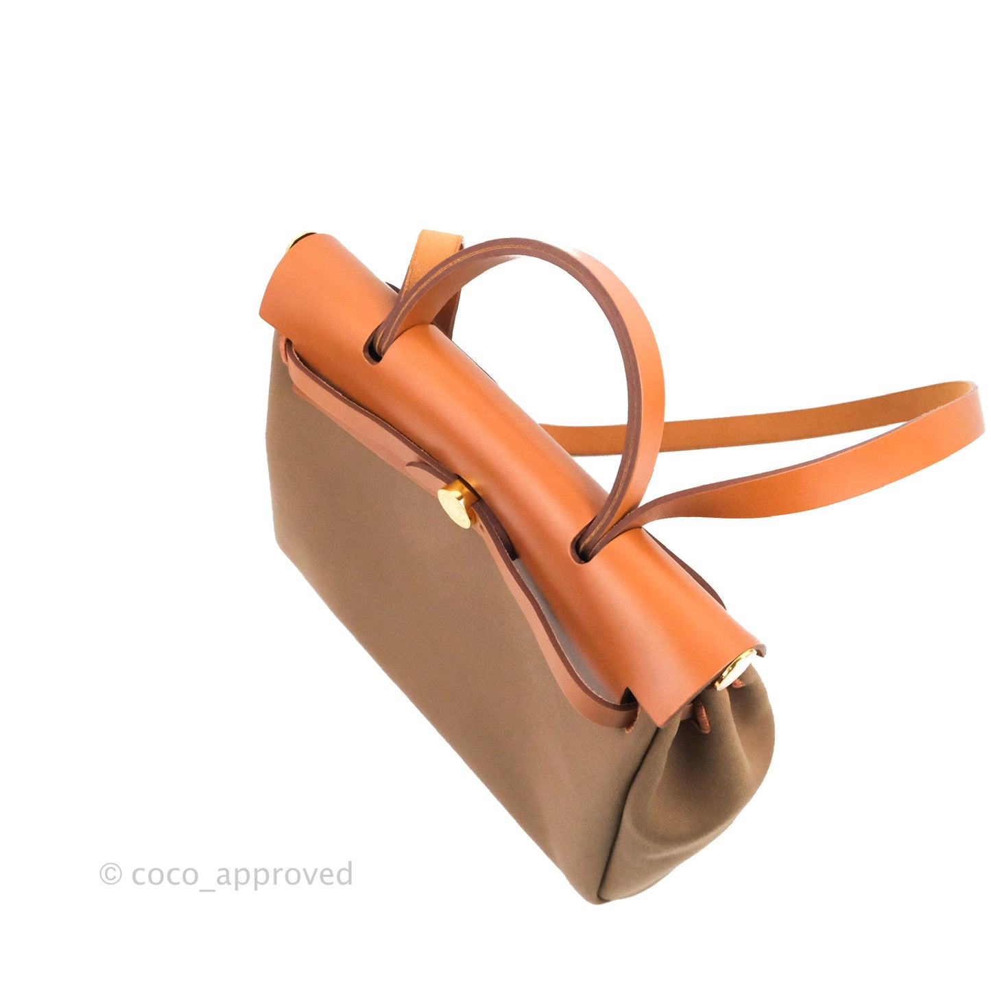 Hermès Retourne Herbag Zip 31 Etoupe-Dune/Fauve Canvas Gold Hardware