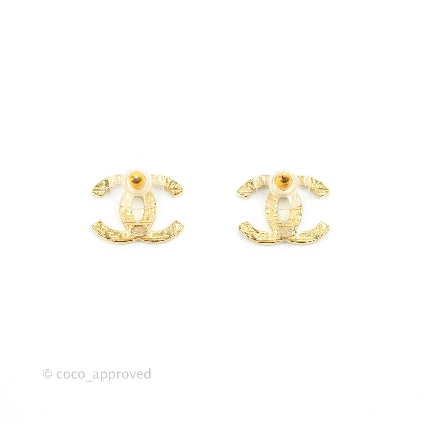Chanel CC Hieroglyphs Earrings Gold Tone 19A