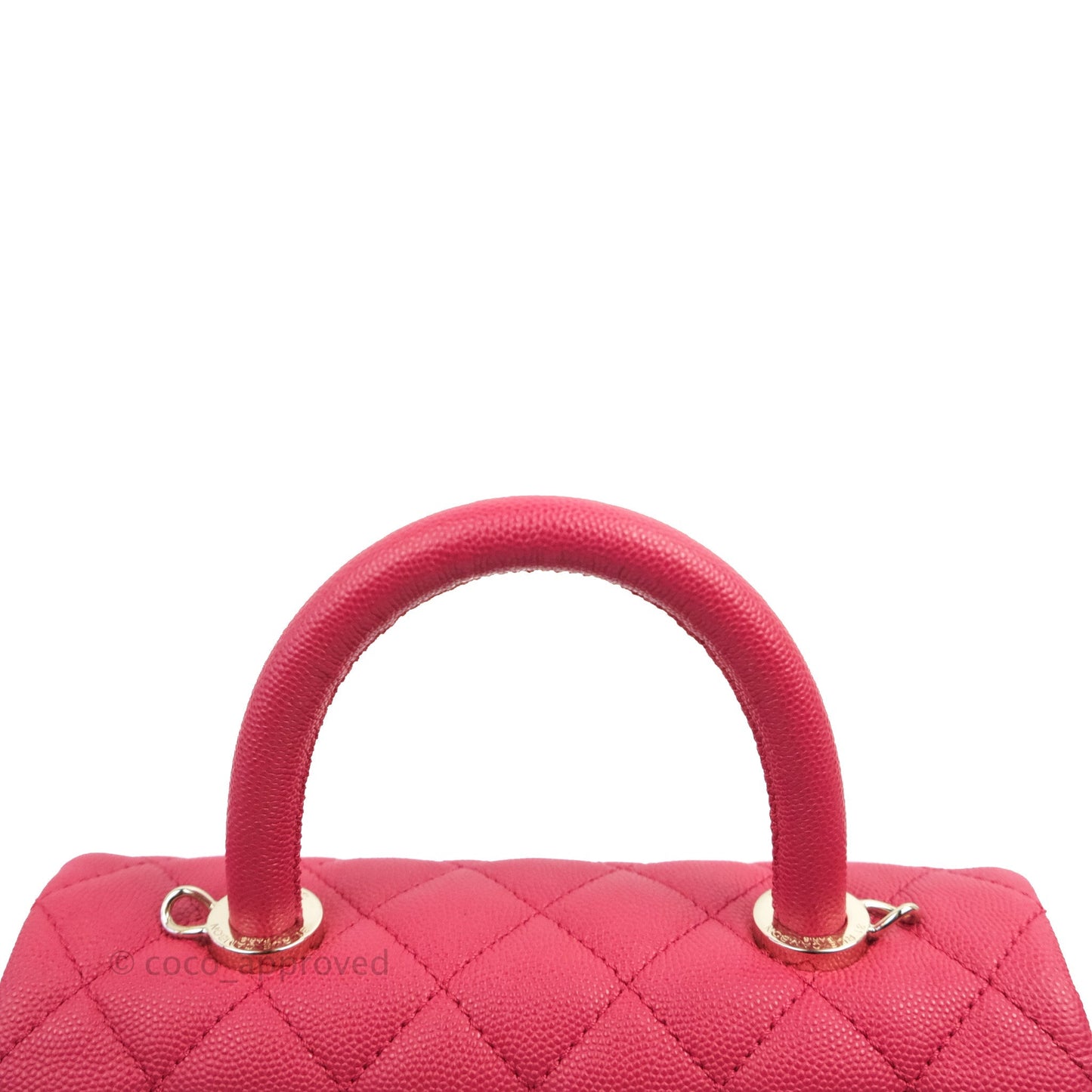 Chanel Small Coco Handle Quilted Cherry Red Caviar Gold Hardware