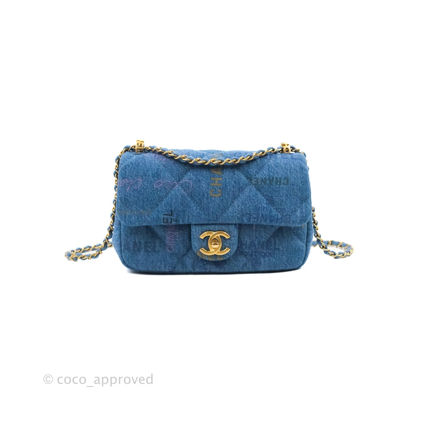 Chanel Quilted Small Denim Mood Flap Blue Multicolor 22P