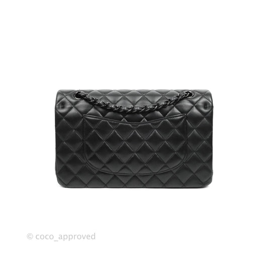 Chanel Classic Quilted M/L Medium Double Flap So Black Lambskin