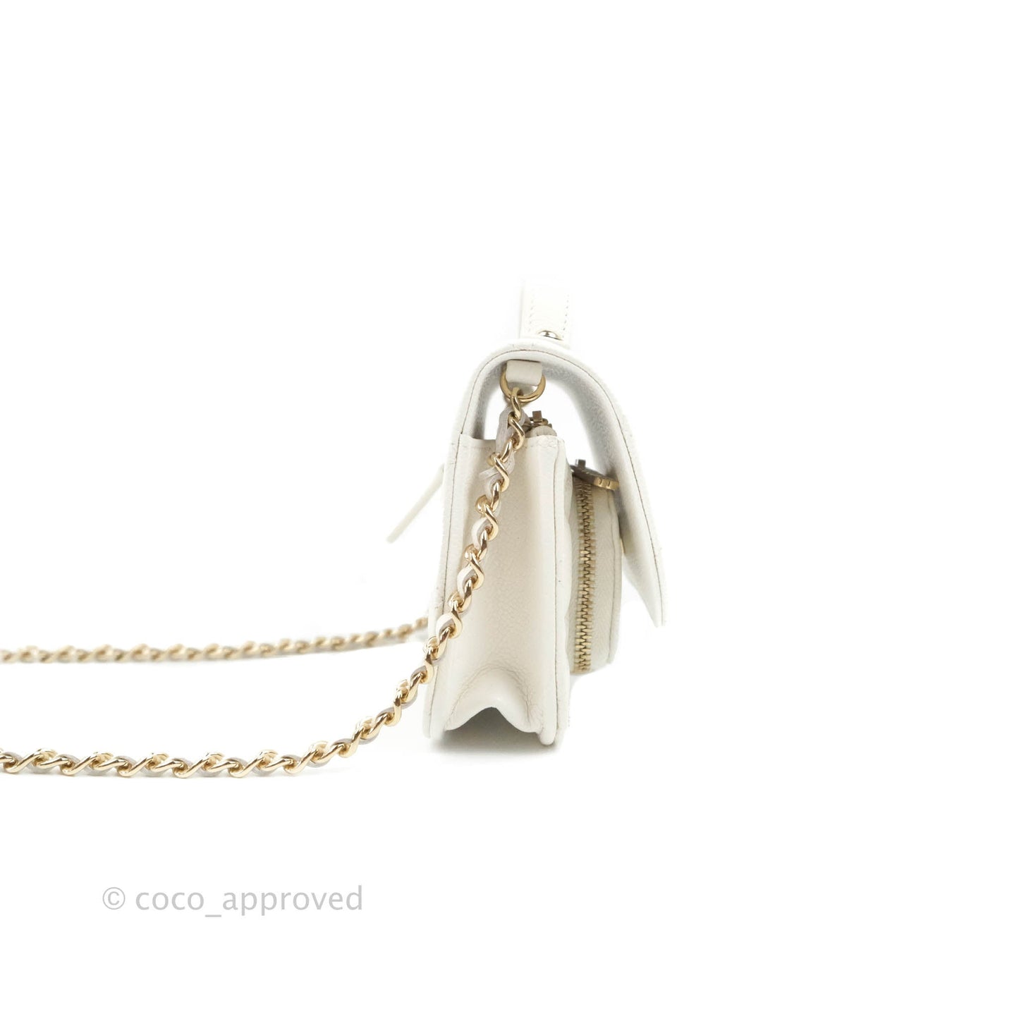 Chanel Business Affinity Clutch With Chain White Caviar Gold Hardware