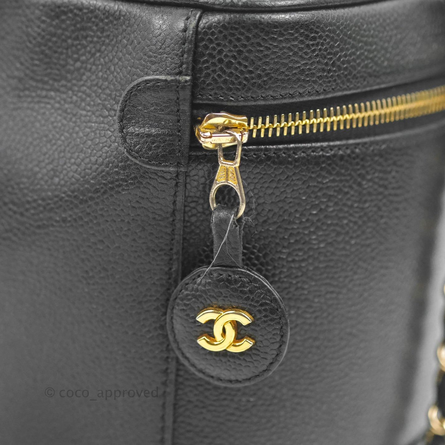 Chanel Vintage Vanity Case Black Caviar Gold Hardware