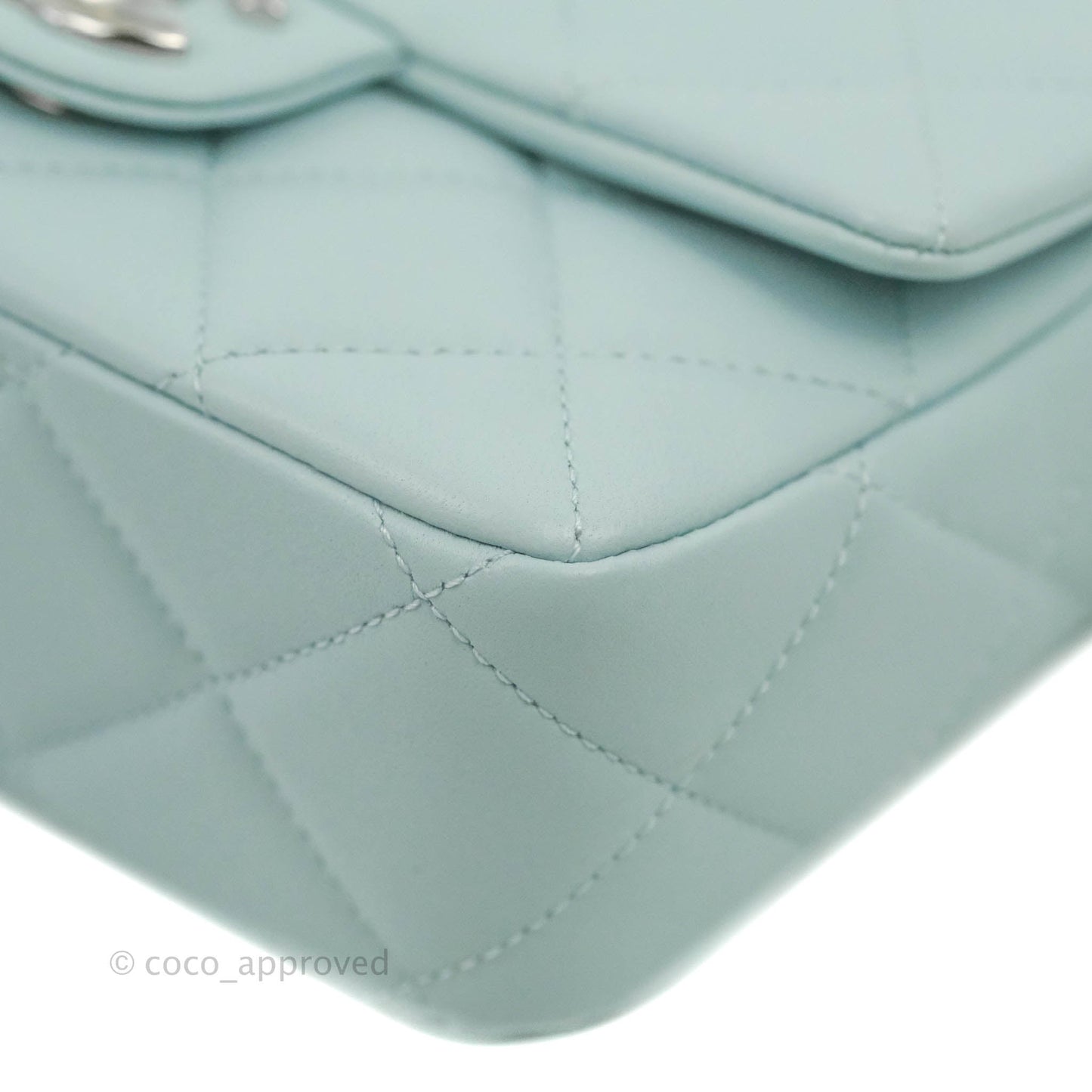 Chanel Quilted My Perfect Mini With Pearl Blue Lambskin Silver Hardware
