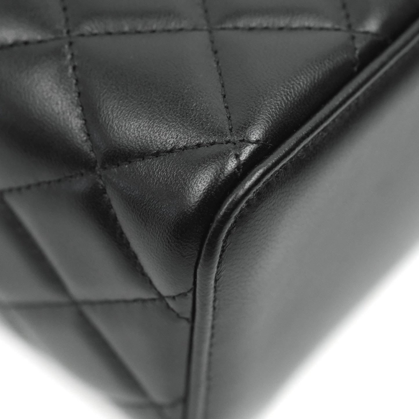 Chanel Classic Vanity Rectangular Top Handle With Chain Black Lambskin Aged Gold Hardware