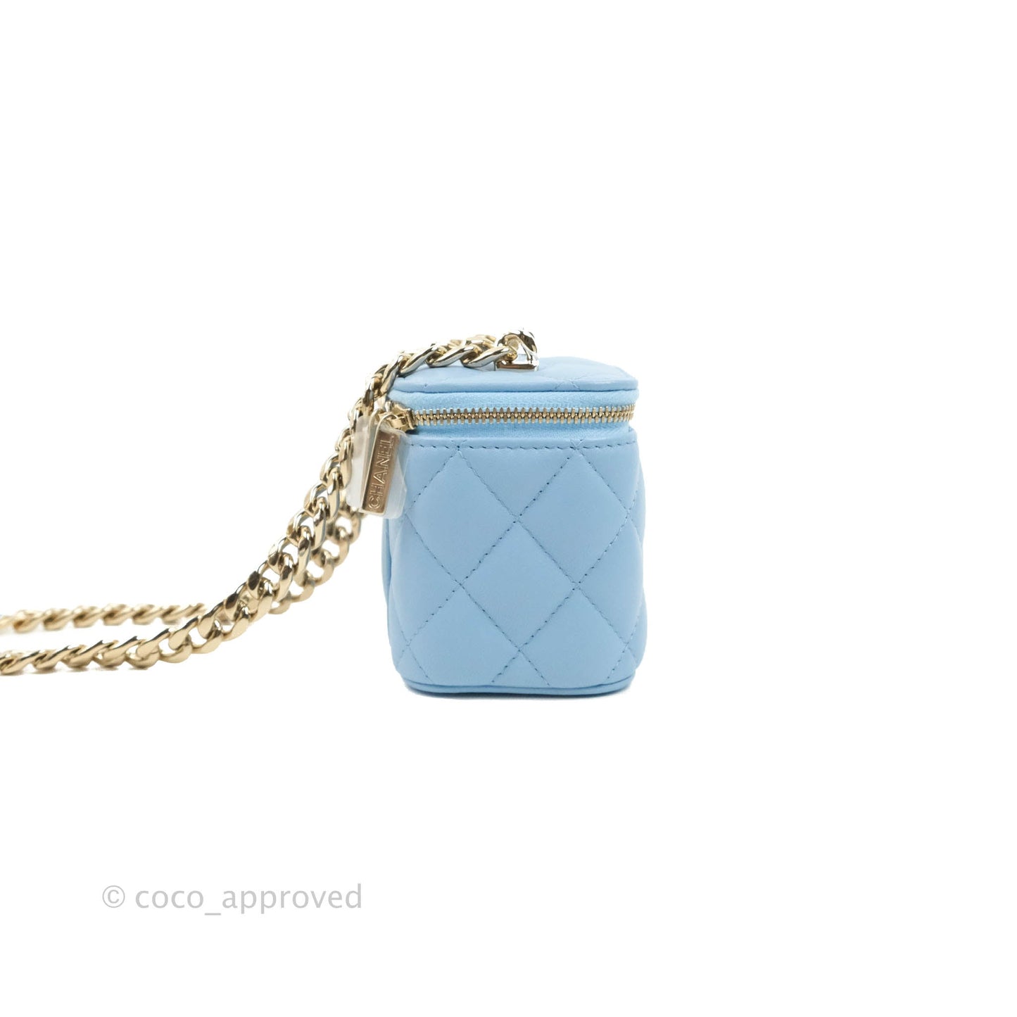 Chanel Mini Vanity Coco Chain Blue Lambskin Gold Hardware