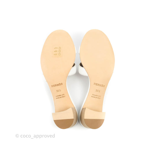 Hermes Oasis Sandal in White Size 36.5