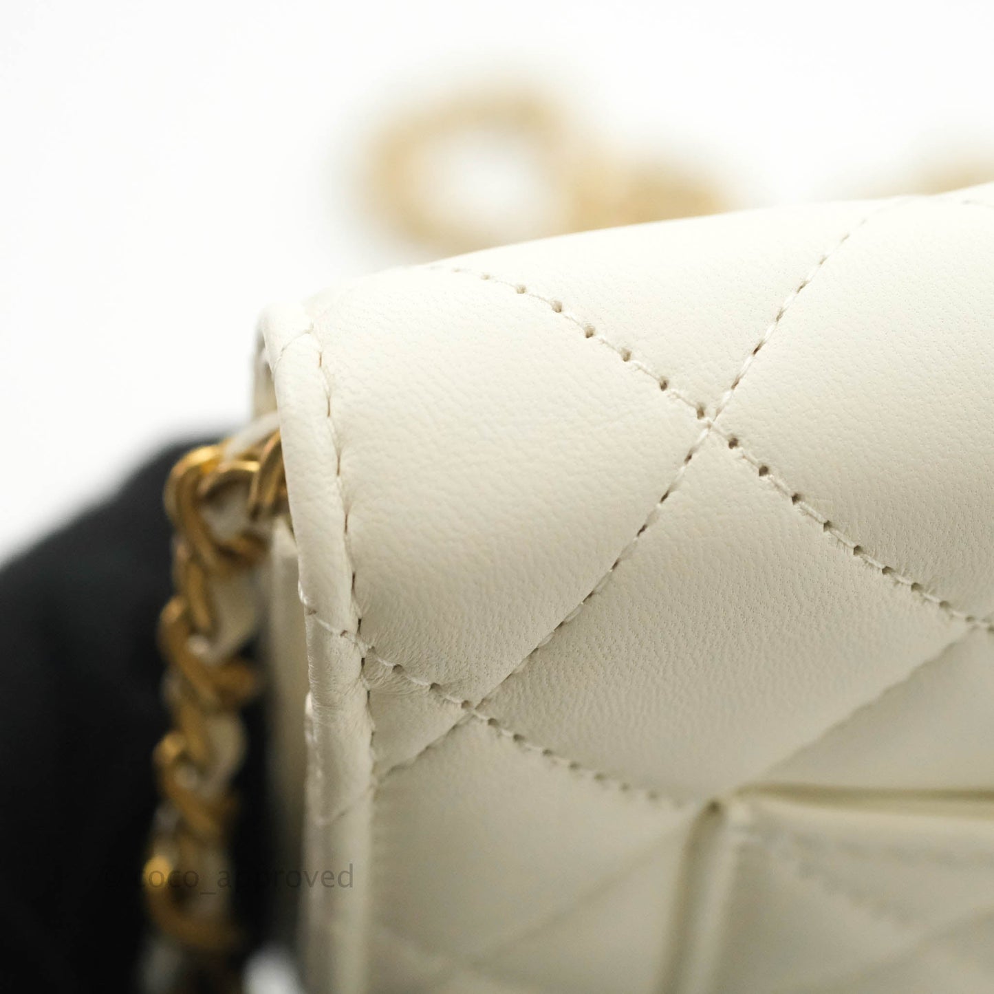 Chanel Quilted Pearl Crush Wallet on Chain WOC White Lambskin Aged Gold Hardware
