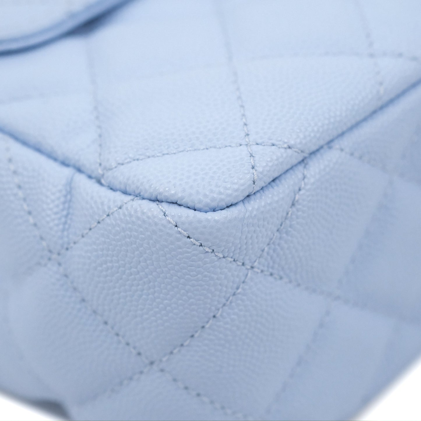 Chanel Quilted Wavy CC Hobo Light Blue Caviar Aged Gold Hardware 23P