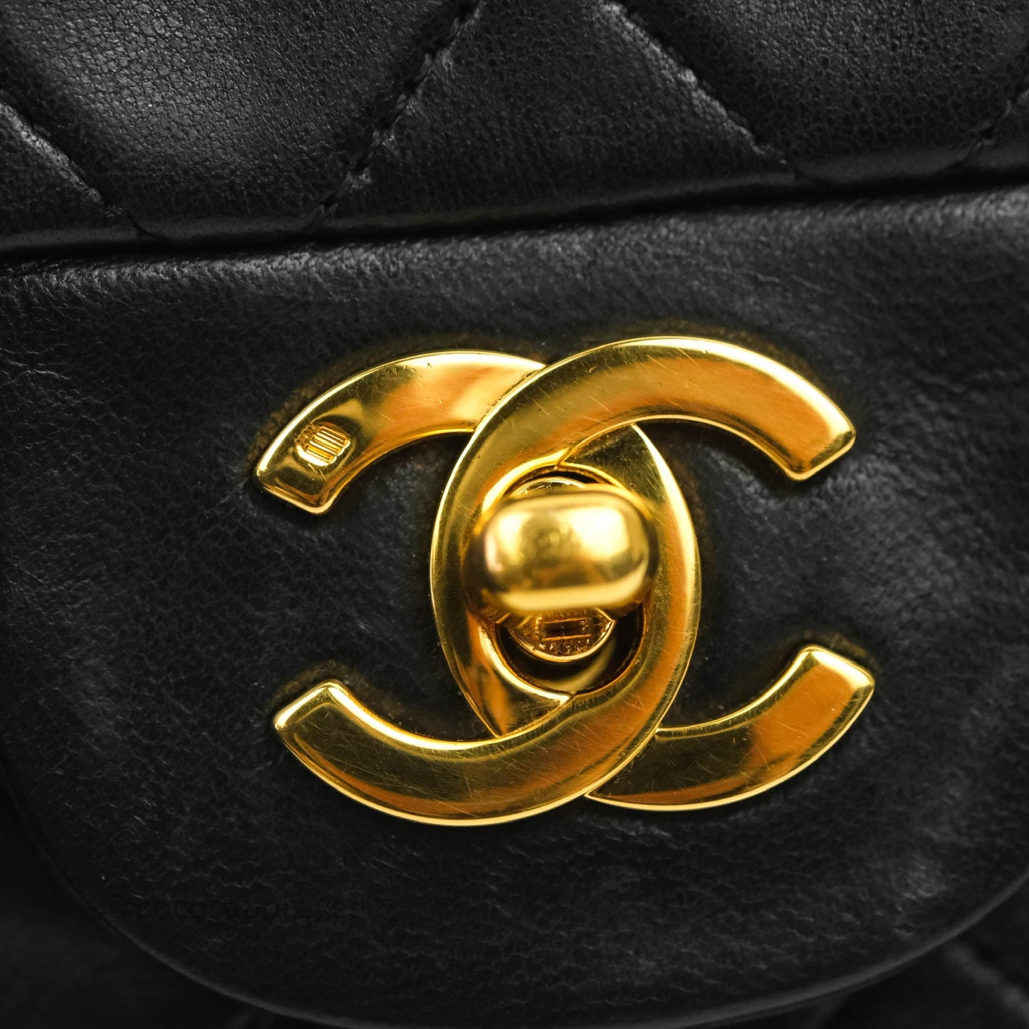 Chanel Vintage Classic Small S/M Flap Black Lambskin 24K Gold Hardware