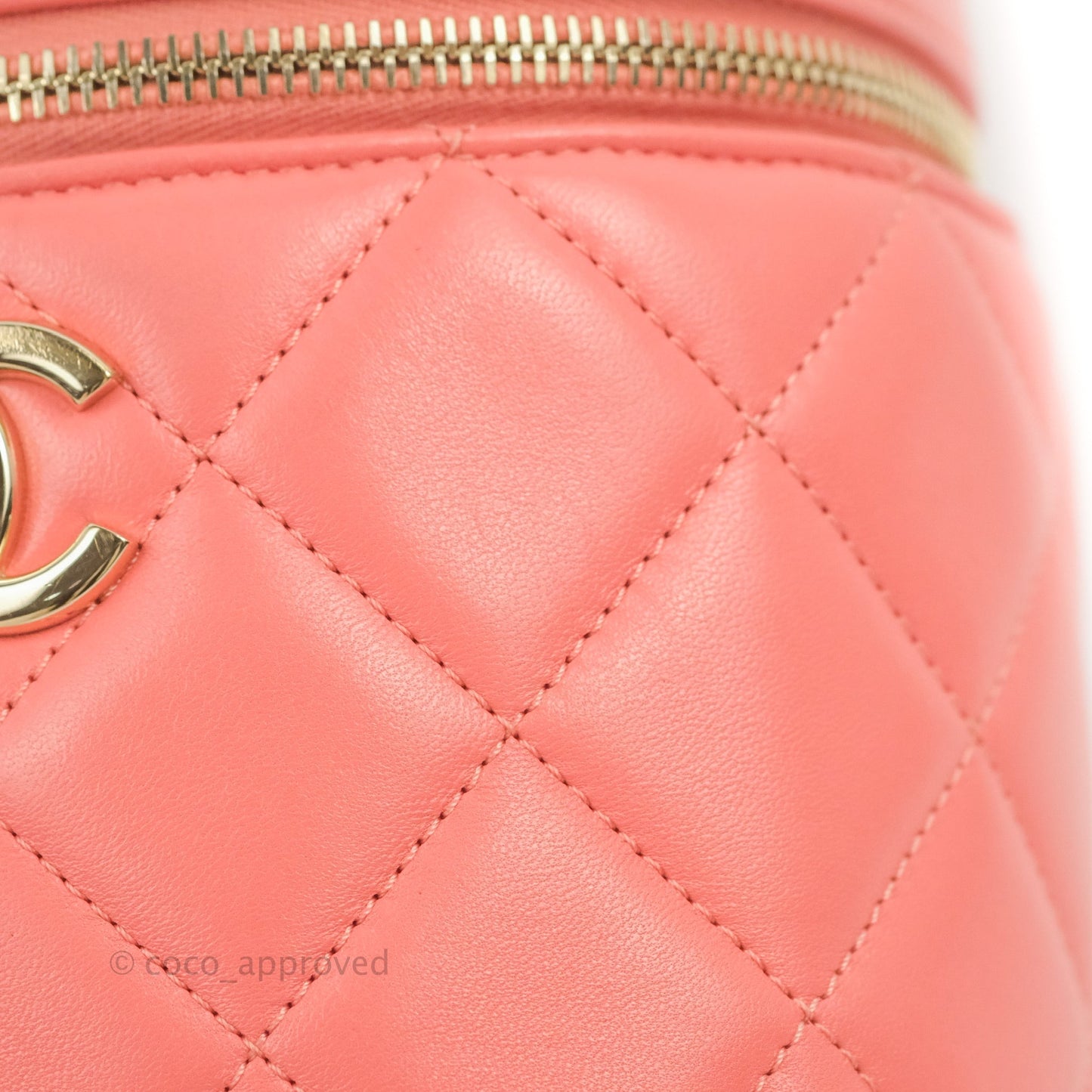 Chanel Trendy CC Vanity Case Coral Pink Lambskin Gold Hardware