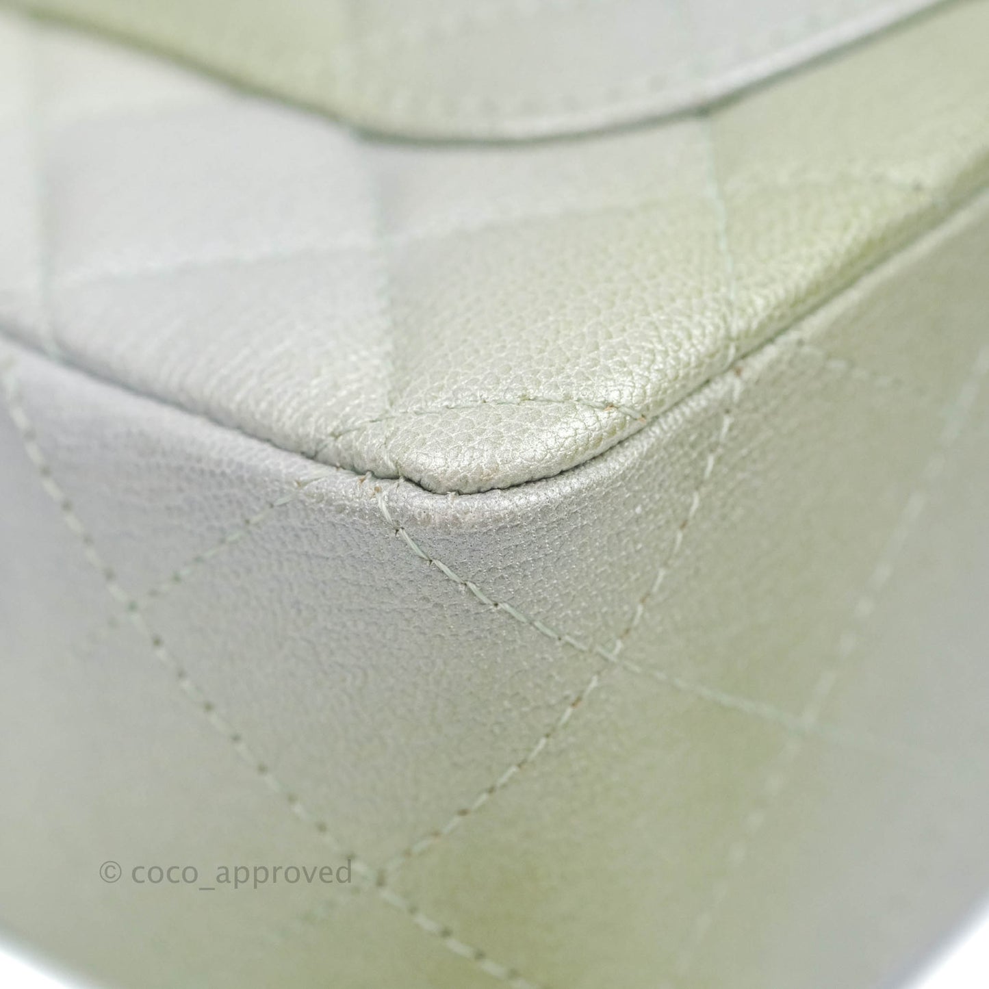 Chanel Quilted Mini Rectangular Flap Ombre Grey Green Metallic Goatskin Silver Hardware 22C