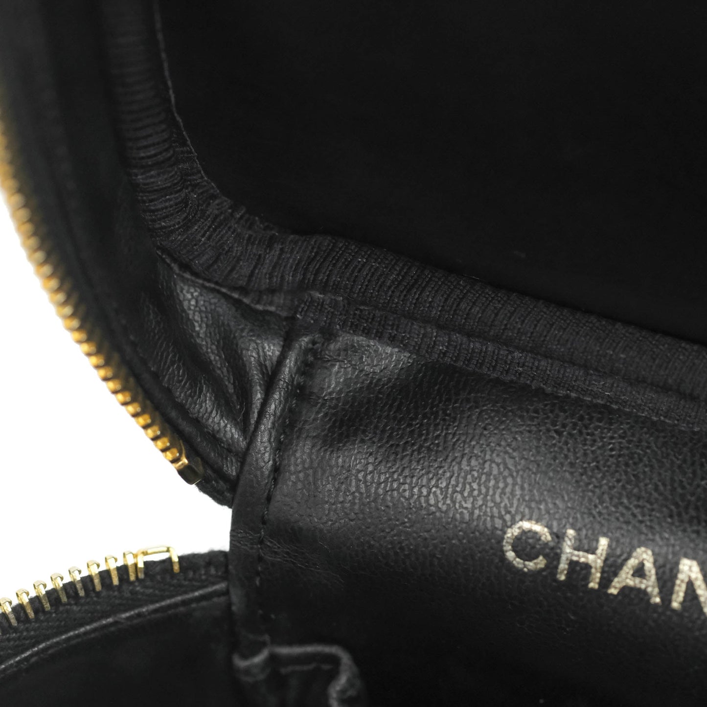 Chanel Vintage Vanity Case Black Caviar Gold Hardware