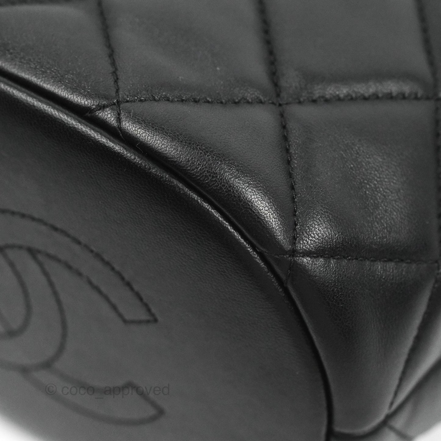 Chanel Quilted My Perfect CC Bucket Drawstring Bag Black Lambskin