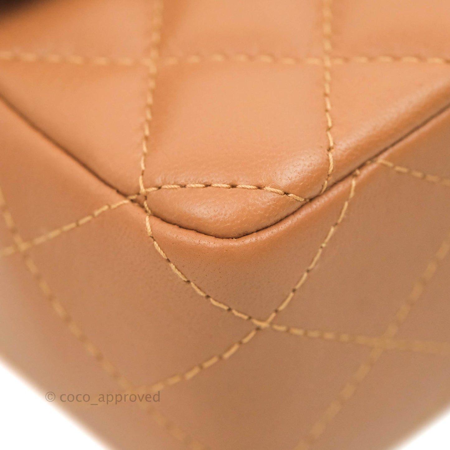 Chanel Quilted Mini Rectangular Flap Caramel Lambskin Gold Hardware 22S