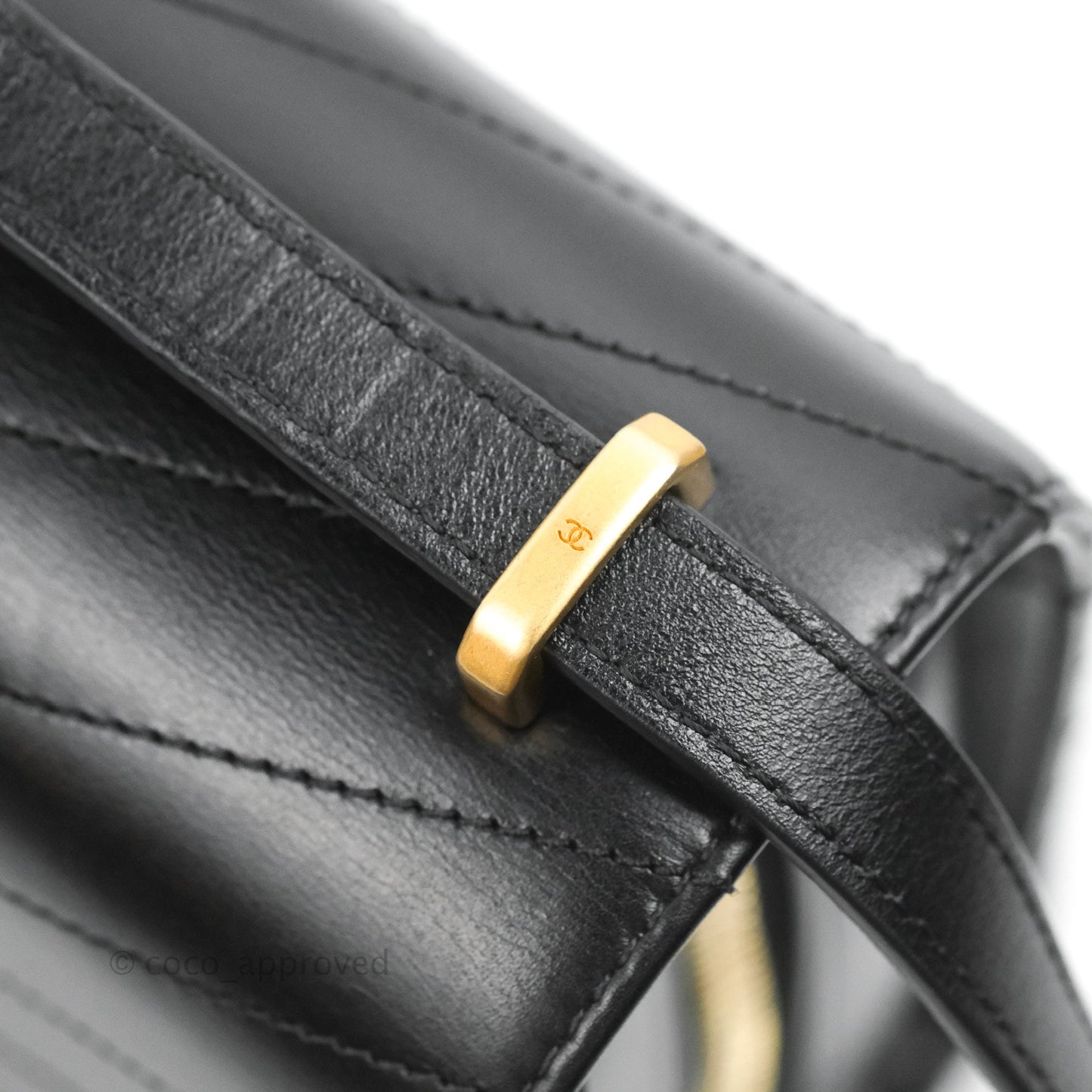 Chanel Medal Envelope Flap Bag Chevron Black Calfskin Aged Gold Hardware