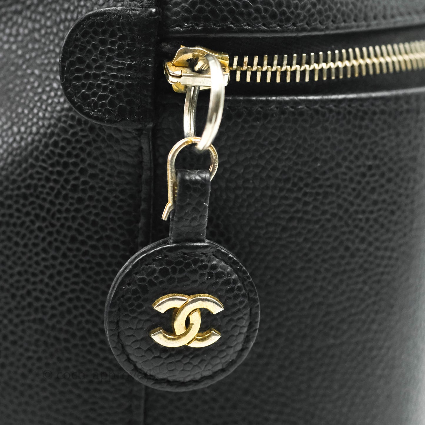 Chanel Vintage Vanity Case Black Caviar Gold Hardware