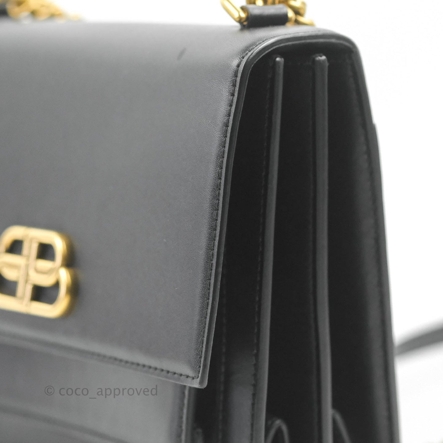 Balenciaga Small Sharp Chain Shoulder Bag Black Box Calfskin