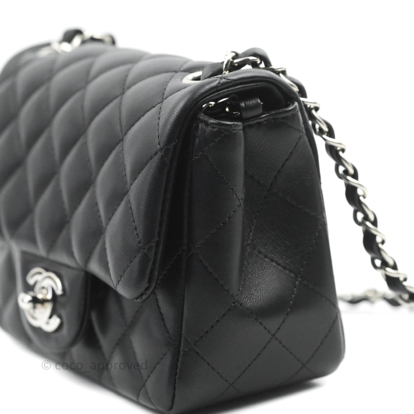 Chanel Mini Square Black Lambskin Silver Hardware