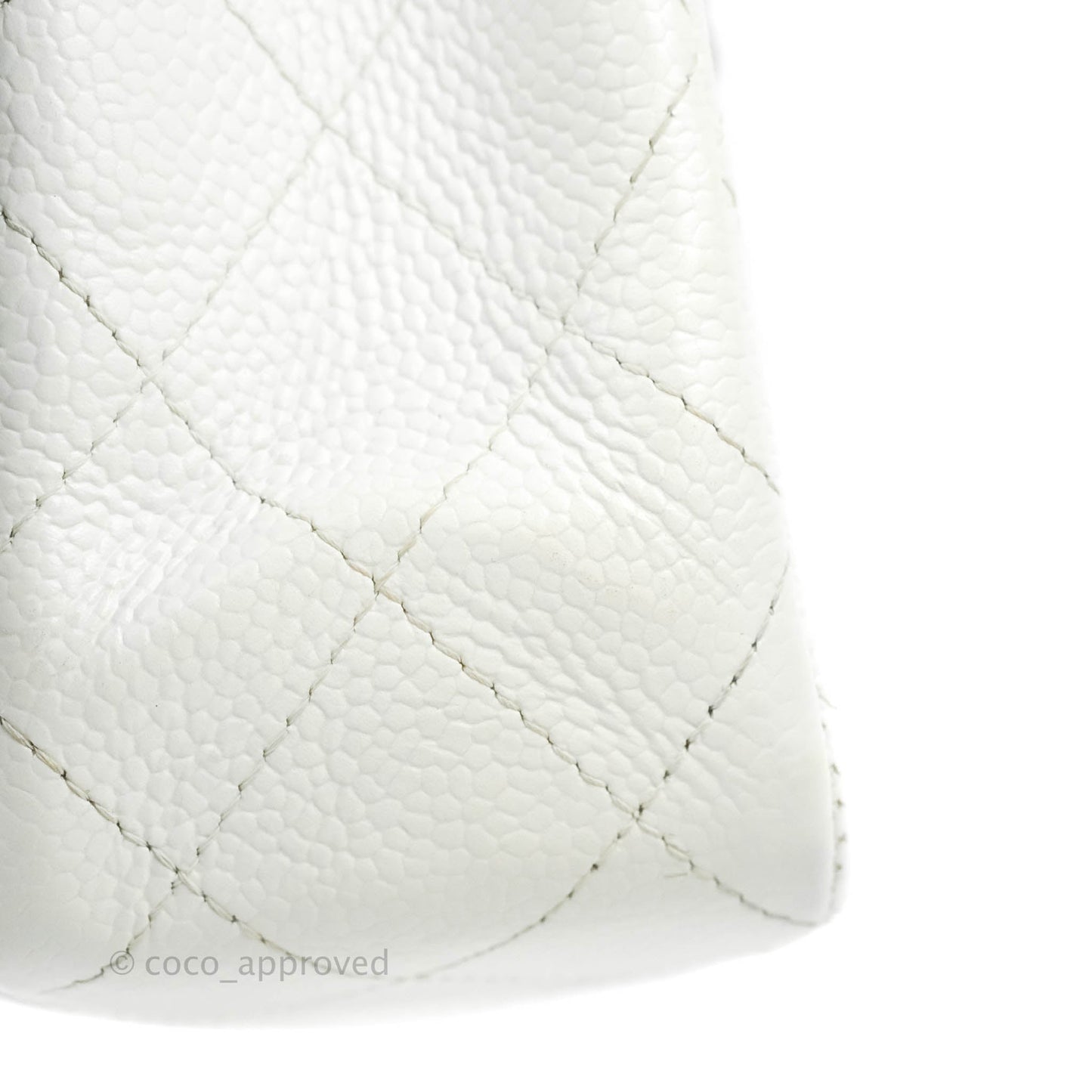 Chanel Classic M/L Medium Double Flap White Caviar Silver Hardware