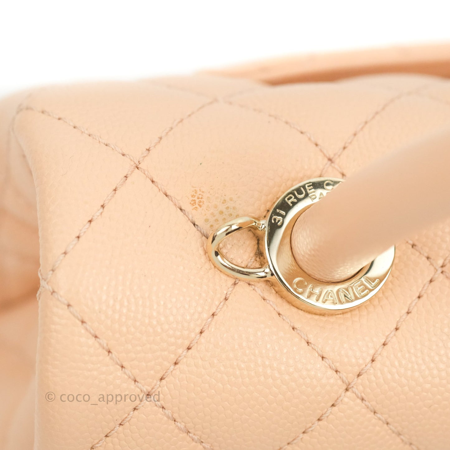 Chanel Small Coco Handle Quilted Peach Clair Caviar Gold Hardware