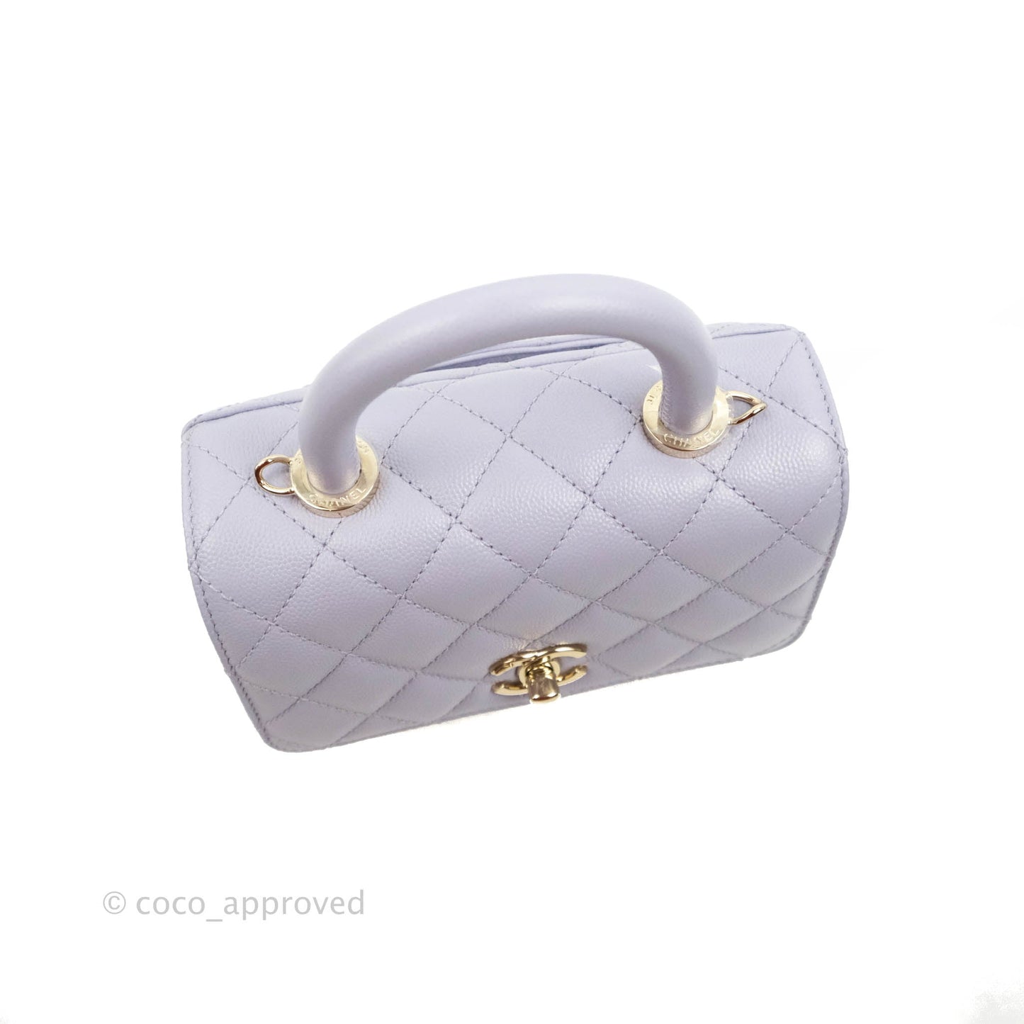 Chanel Mini Coco Handle Quilted Lilac Caviar Gold Hardware
