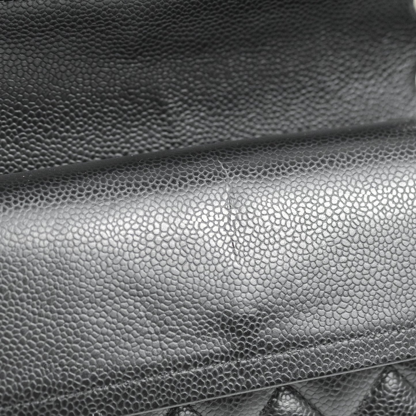Chanel Classic M/L Medium Flap Quilted Black Caviar Silver Hardware