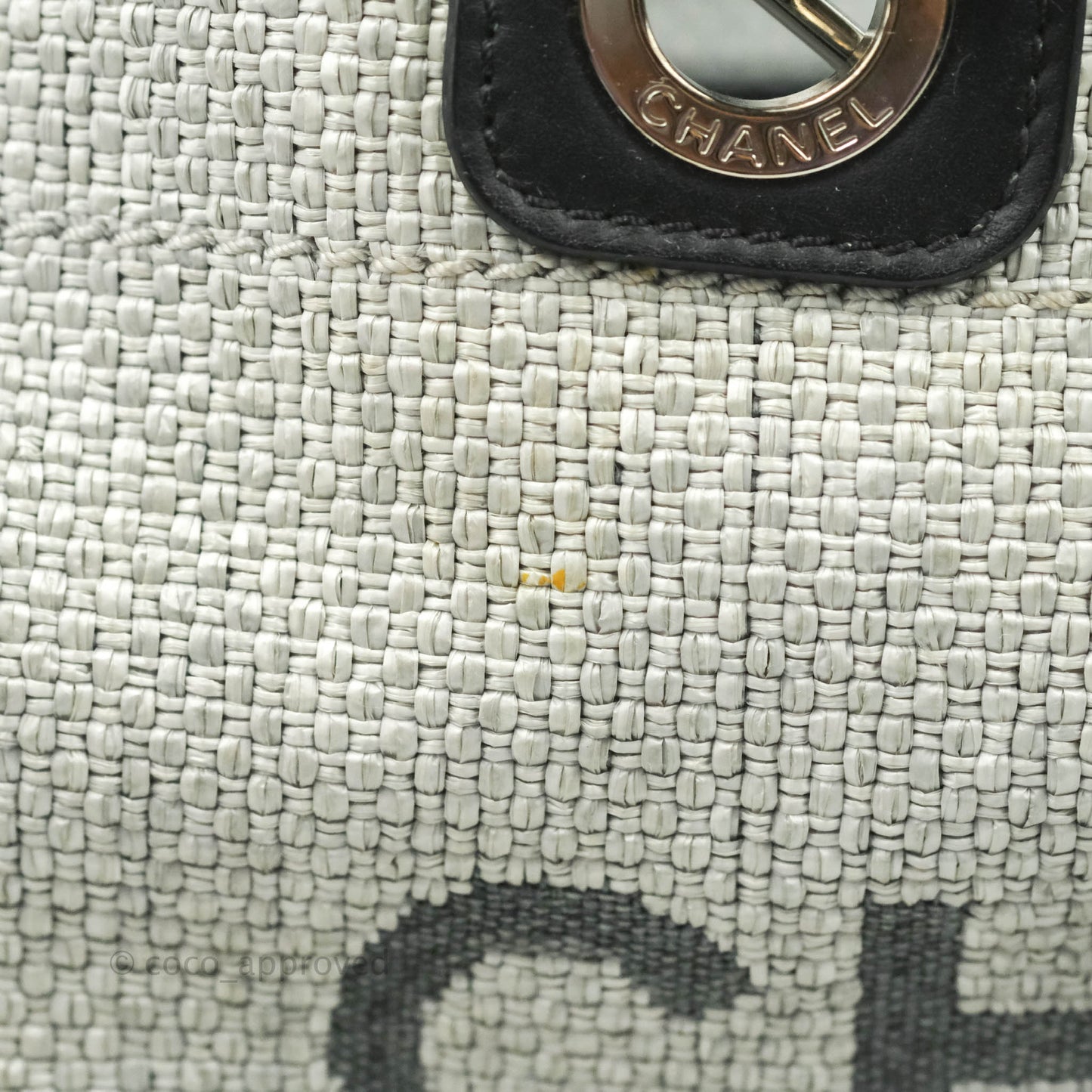 Chanel Large Deauville Light Grey Canvas Silver Hardware