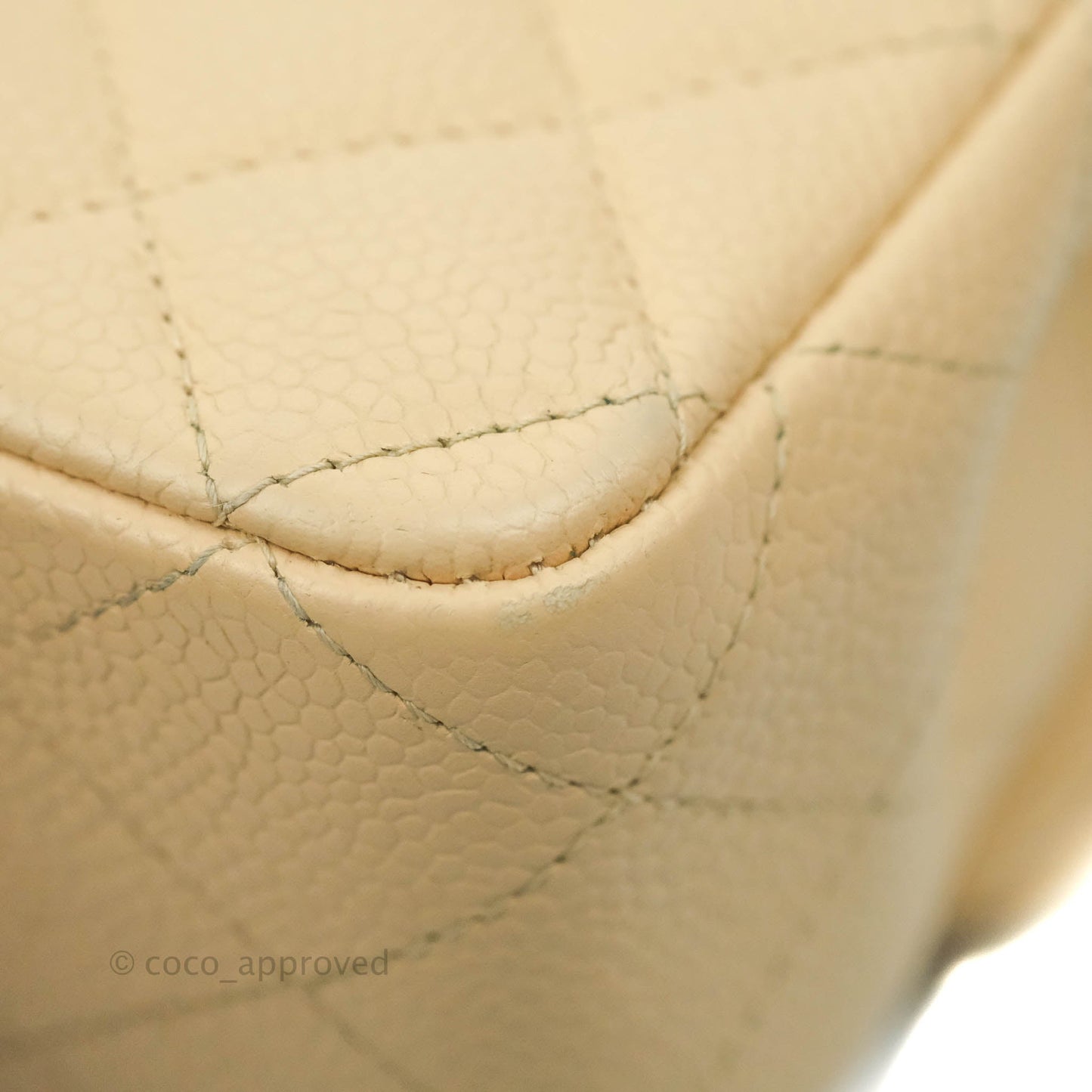 Chanel Classic M/L Medium Flap Quilted Beige Caviar Gold Hardware