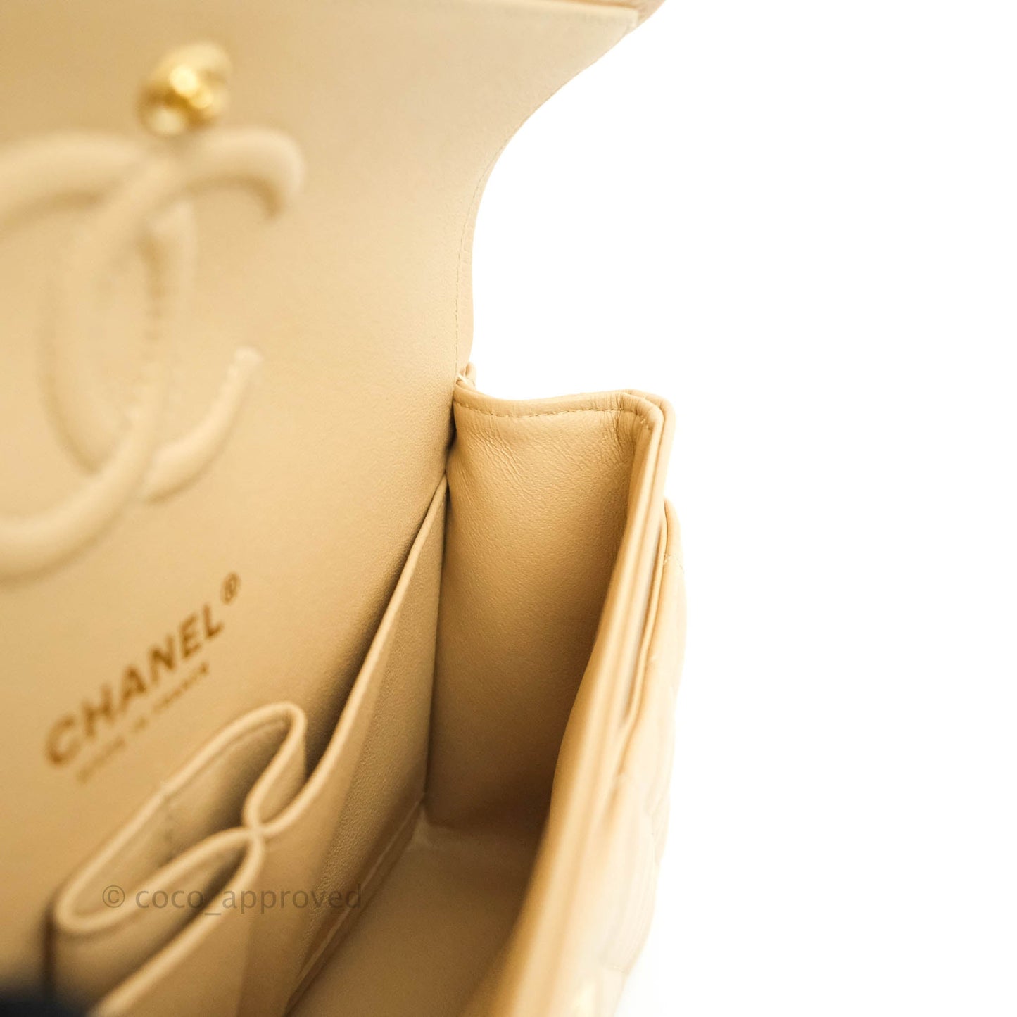 Chanel Classic Small S/M Flap Beige Caviar Gold Hardware