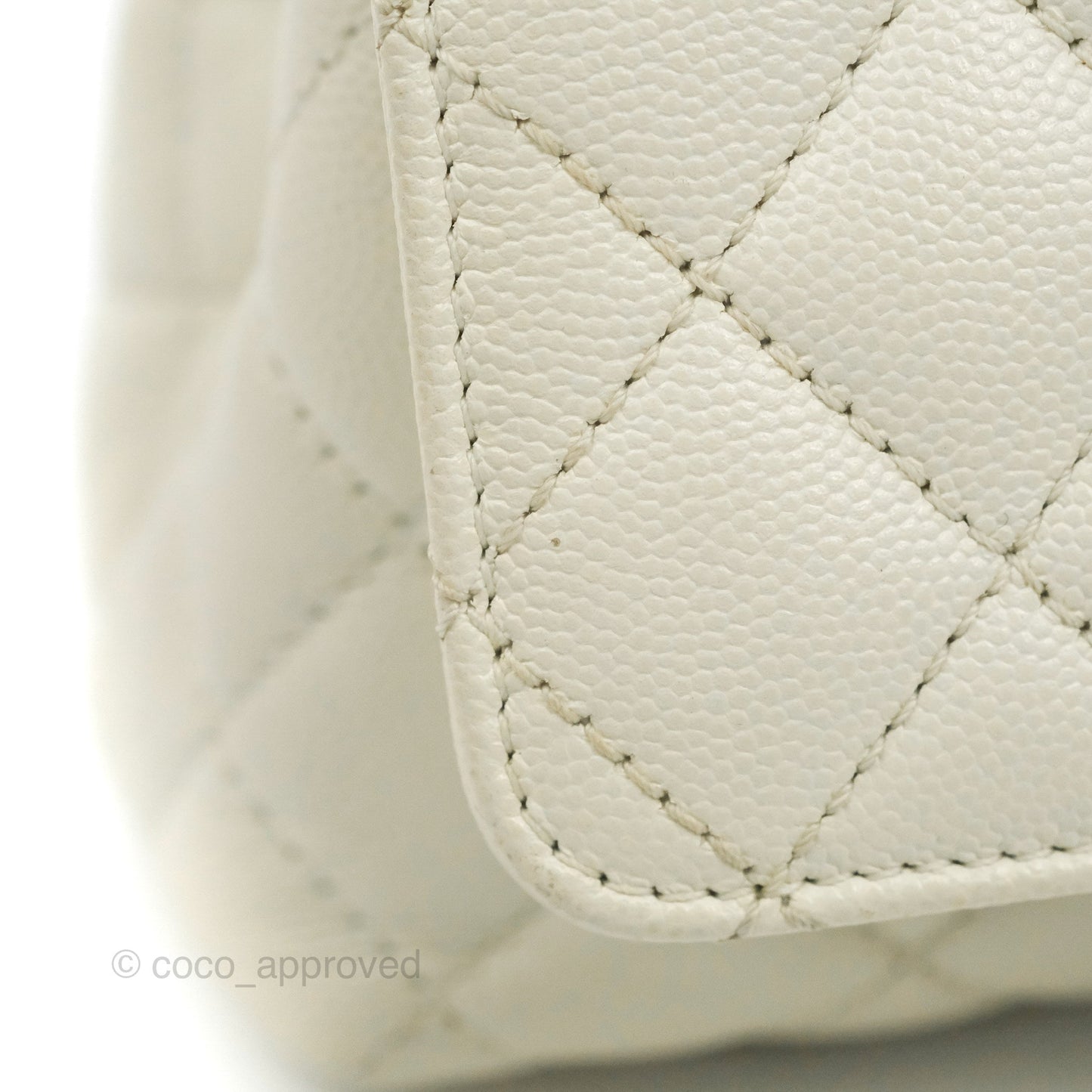 Chanel Mini Coco Handle Quilted Ivory Caviar Gold Hardware