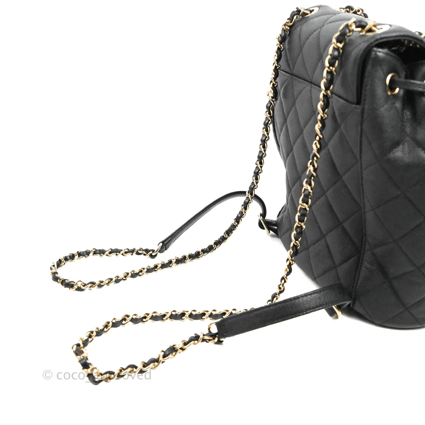 Chanel Quilted Black Caviar Duma Backpack Bag Gold Hardware