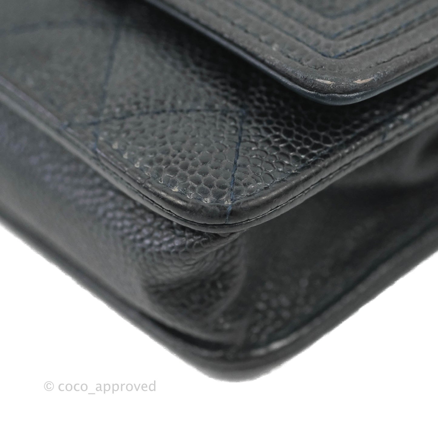 Chanel Boy Wallet on Chain WOC Ver Dark Navy Caviar Aged Gold Hardware