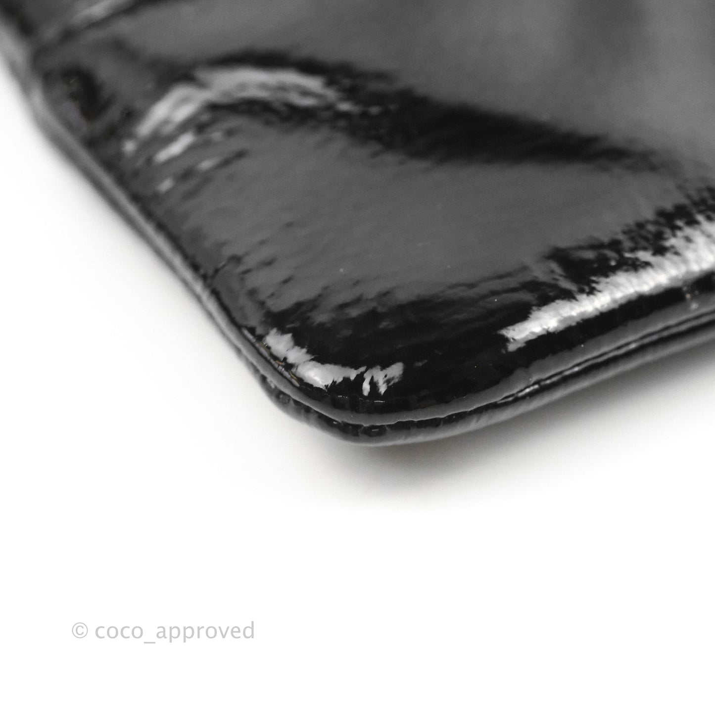 Chanel Gabrielle O Case Quilted Black Patent Goatskin