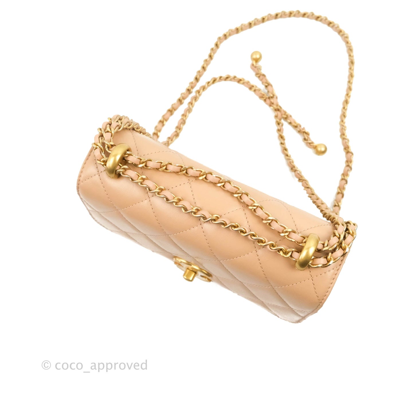 Chanel Quilted Perfect Fit Adjustable Beige Calfskin Gold Hardware 21A