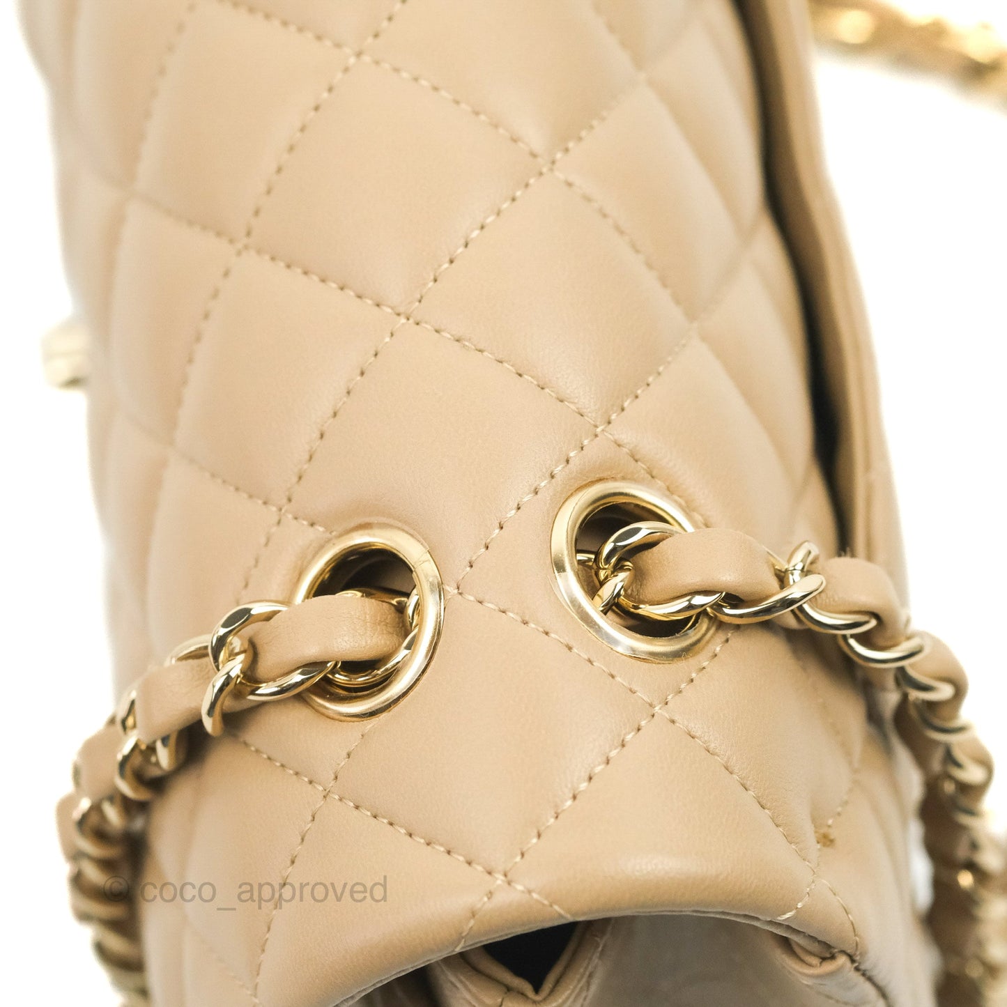 Chanel Small Classic Quilted Flap Dark Beige Lambskin Gold Hardware