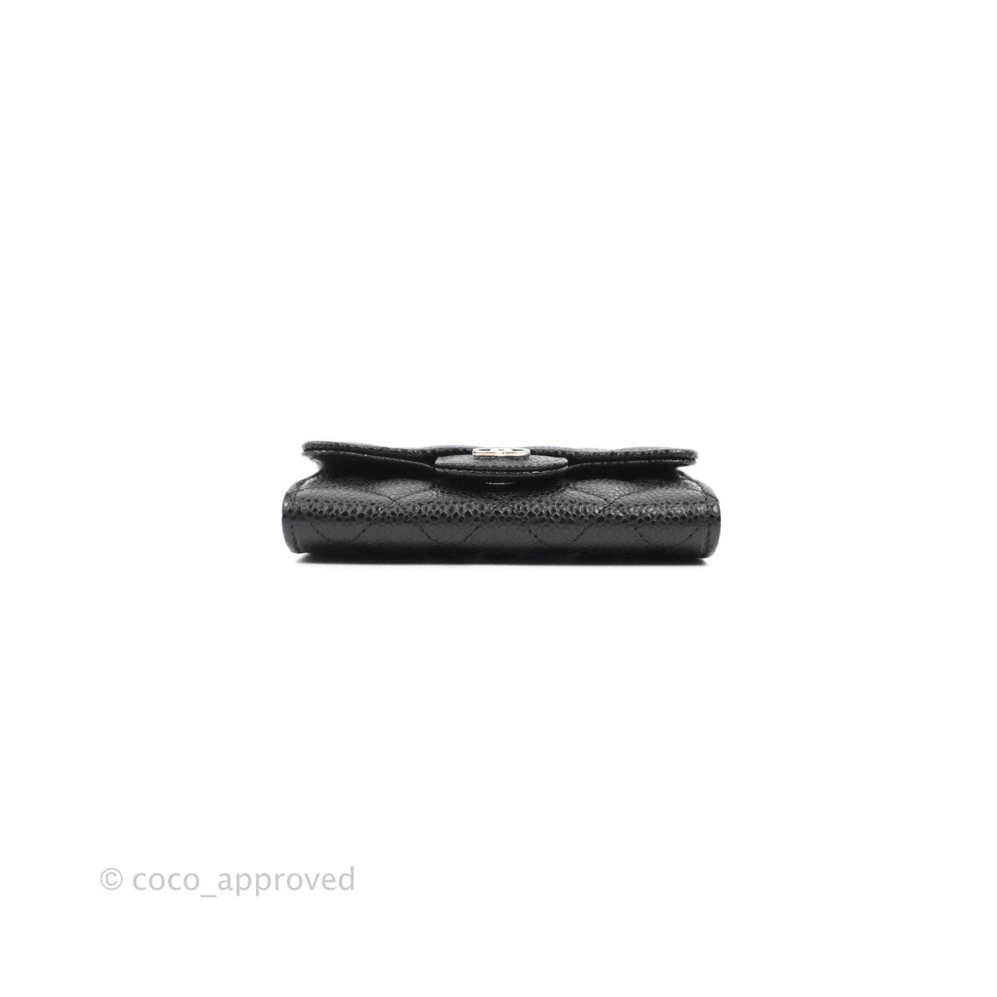 Chanel Quilted Flap Card Holder Black Caviar Silver Hardware