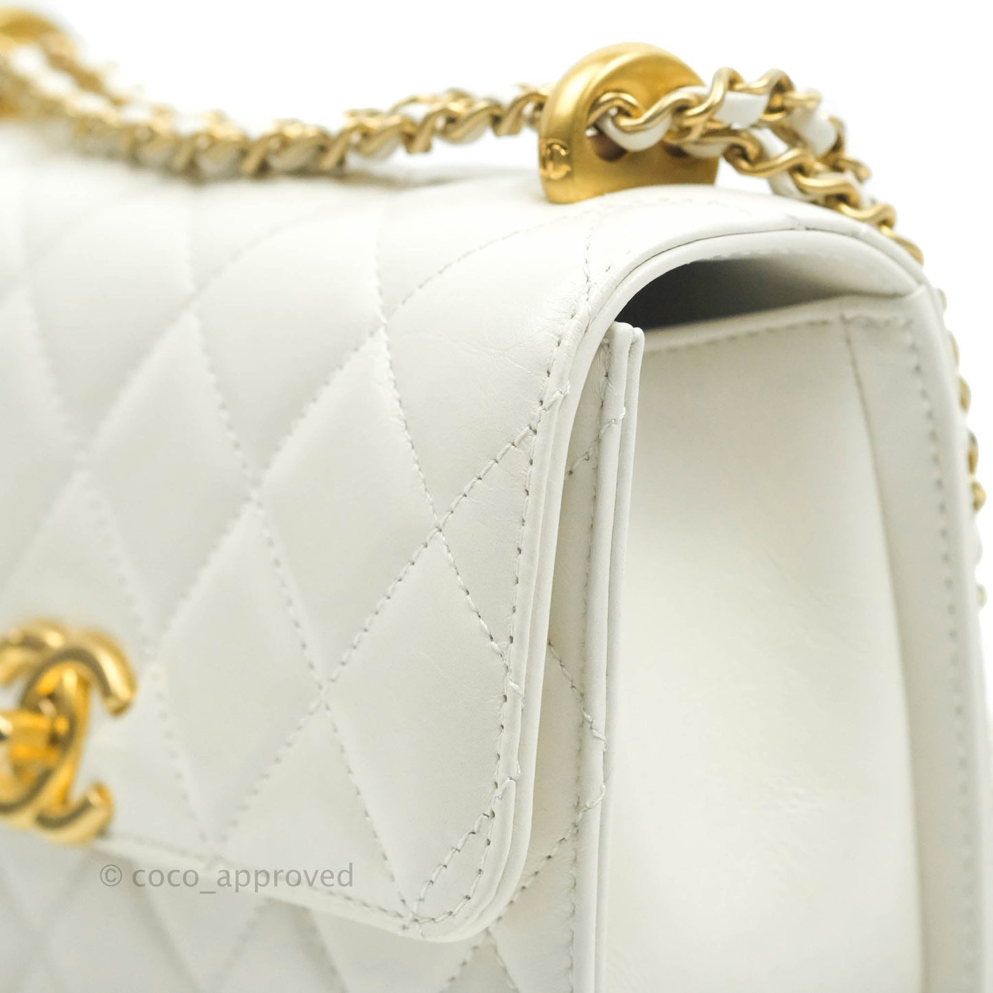 Chanel Quilted Mini Perfect Fit Adjustable White Calfskin Gold Hardware