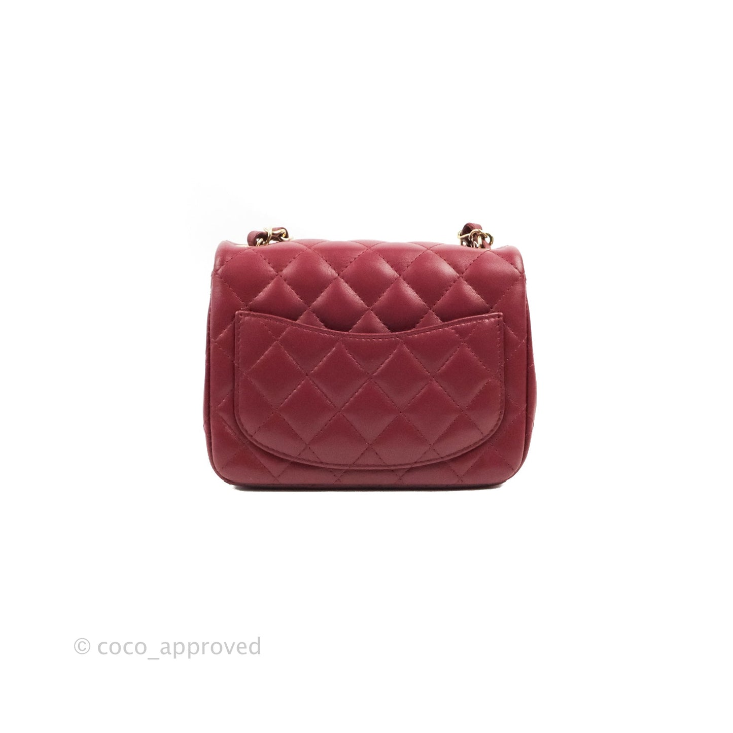 Chanel Quilted Mini Square Burgundy Lambskin Gold Hardware