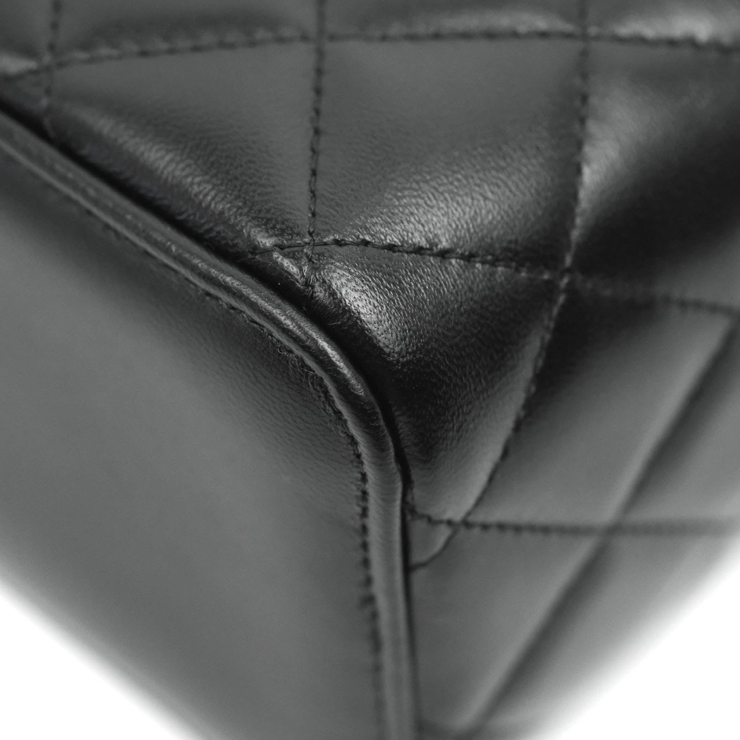 Chanel Classic Vanity Rectangular Top Handle With Chain Black Lambskin Aged Gold Hardware